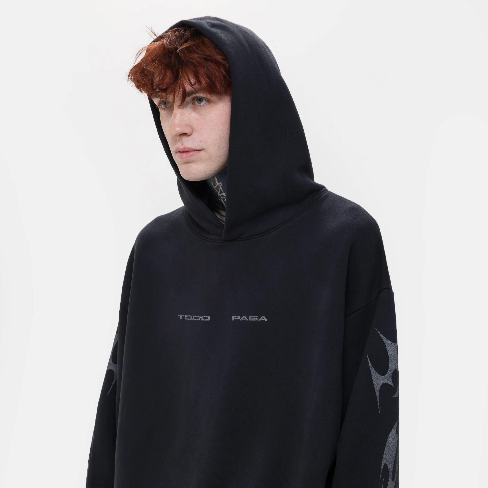 Throttle Hooded Sweatshirt in Black - Image 4