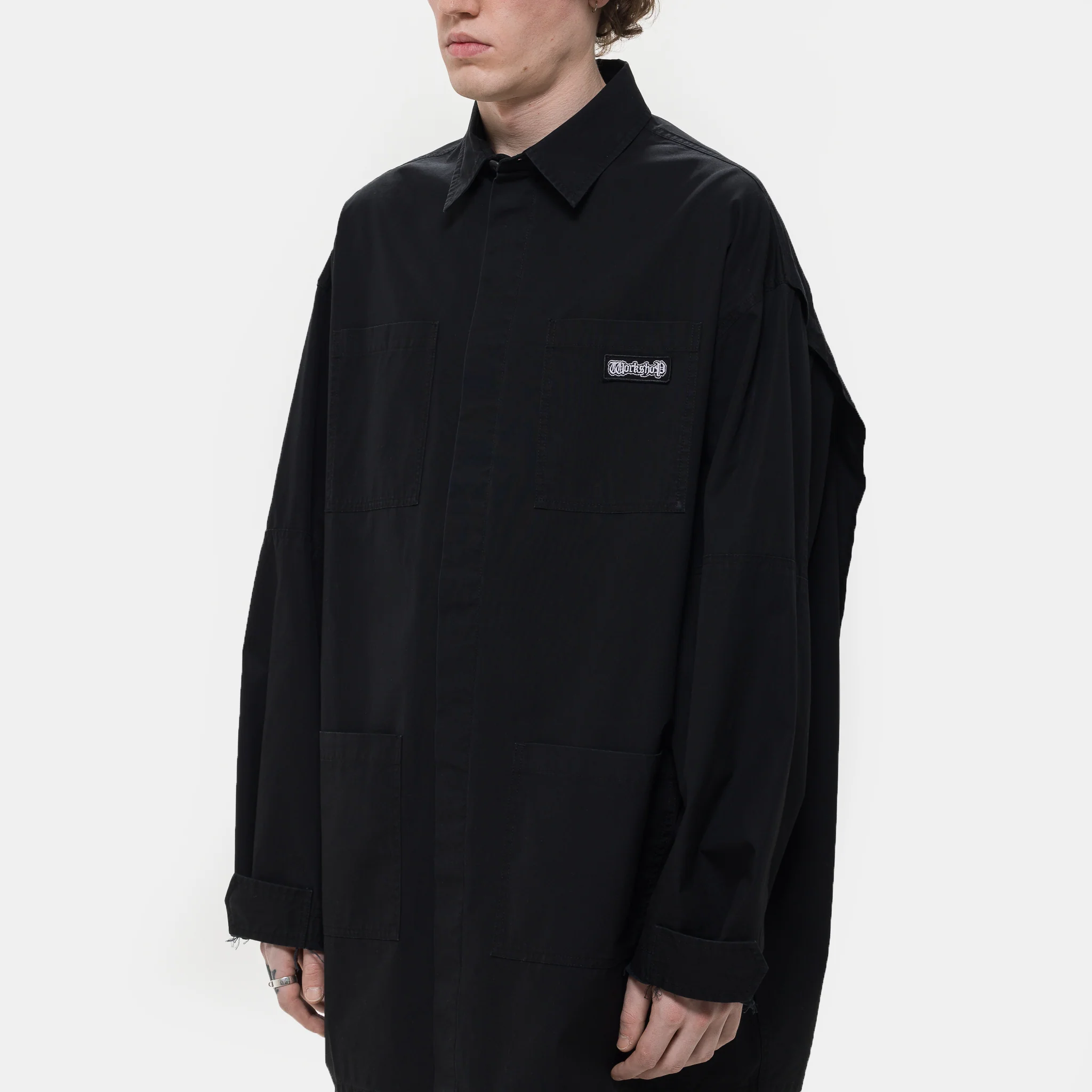 Intermission Cargo Overshirt in Black - Image 4