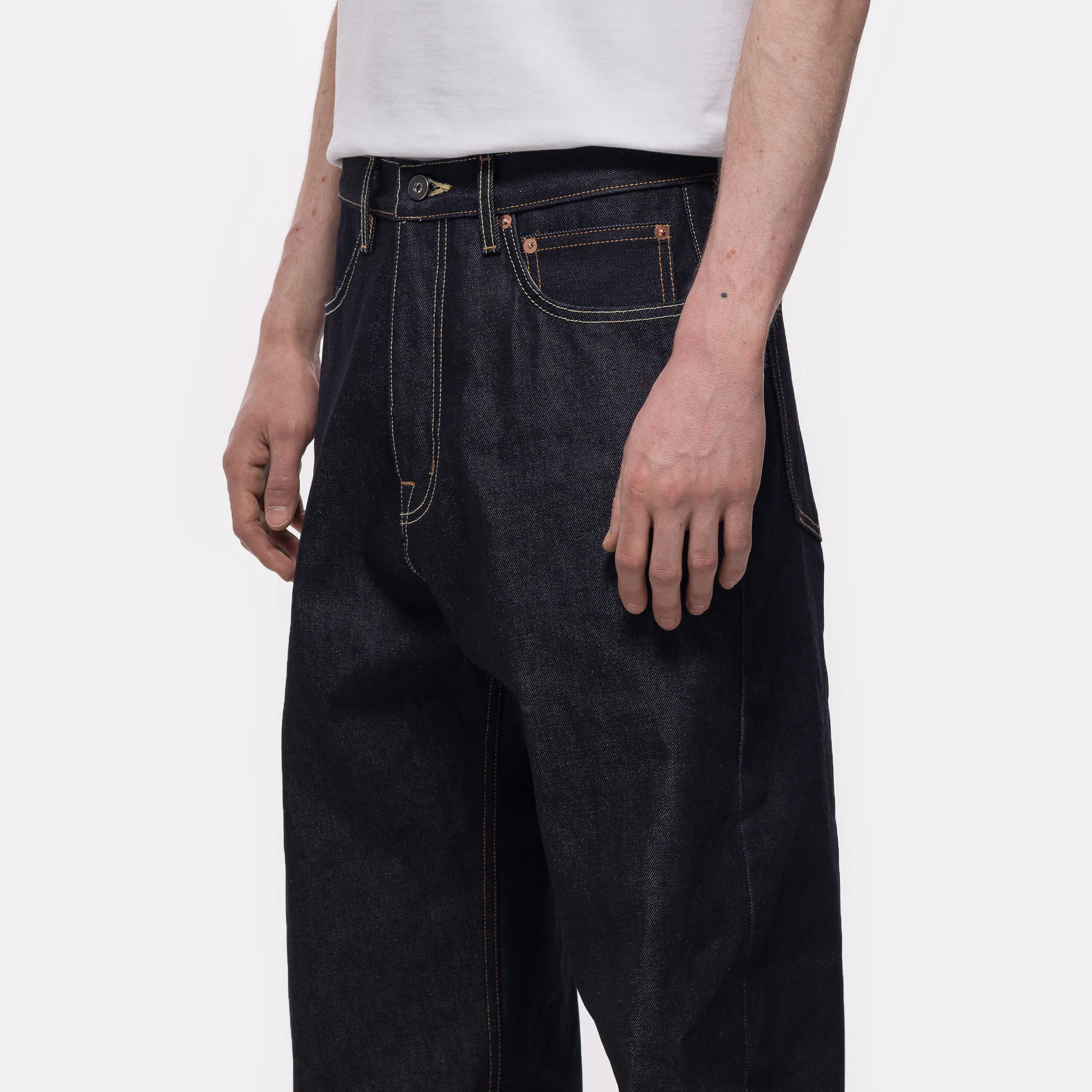 Javier Wide Leg Selvedge Jean in Indigo Blue - Image 4