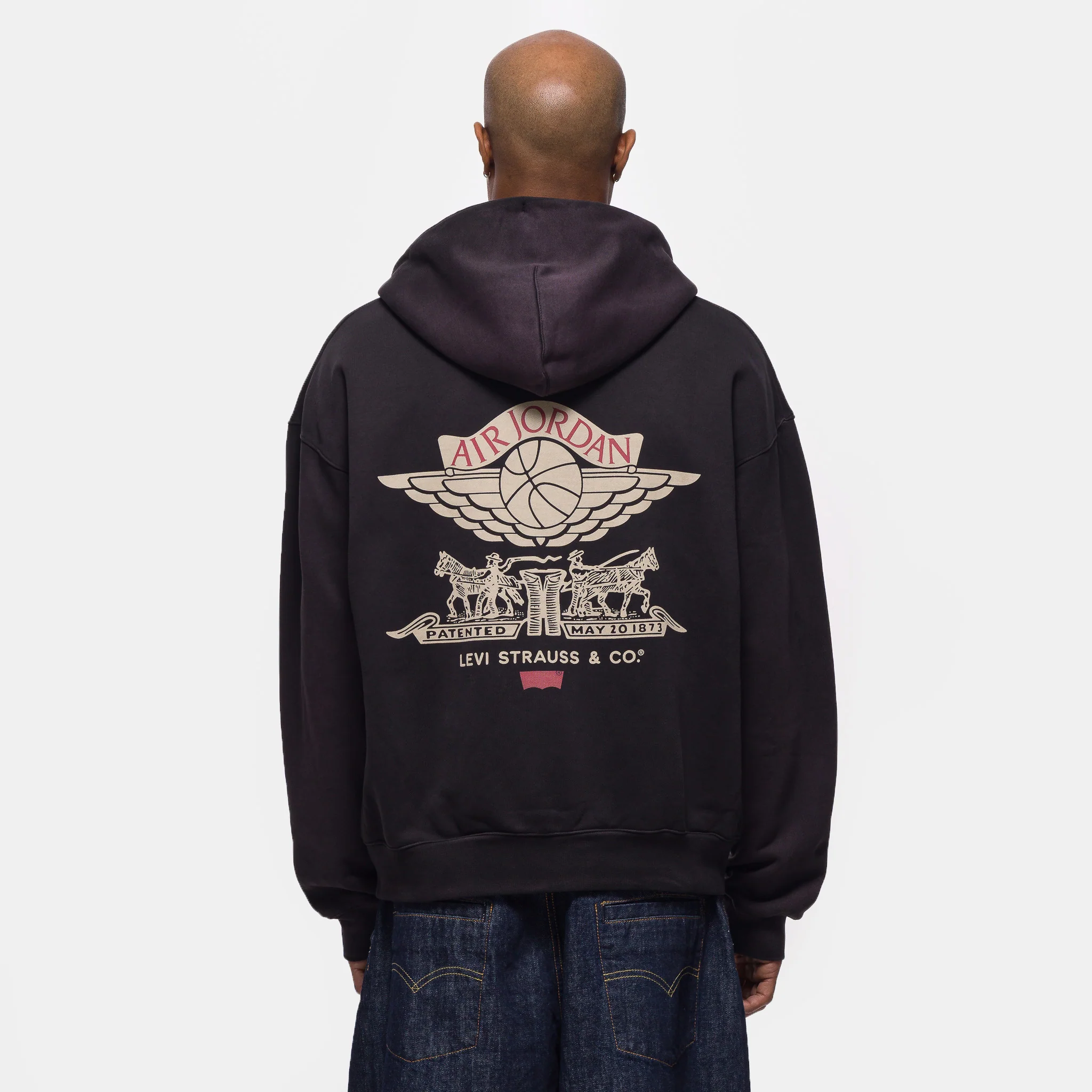 Jordan Full-Zip Hoodie in Black/Pale Ivory/Gym Red - Image 3