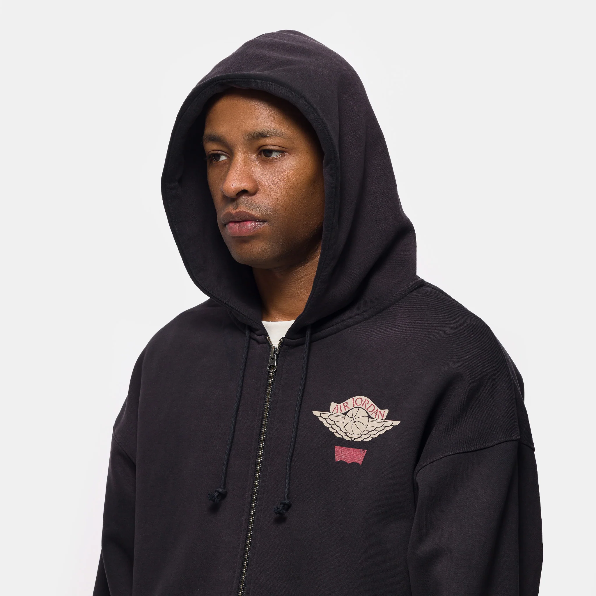 Jordan Full-Zip Hoodie in Black/Pale Ivory/Gym Red - Image 4