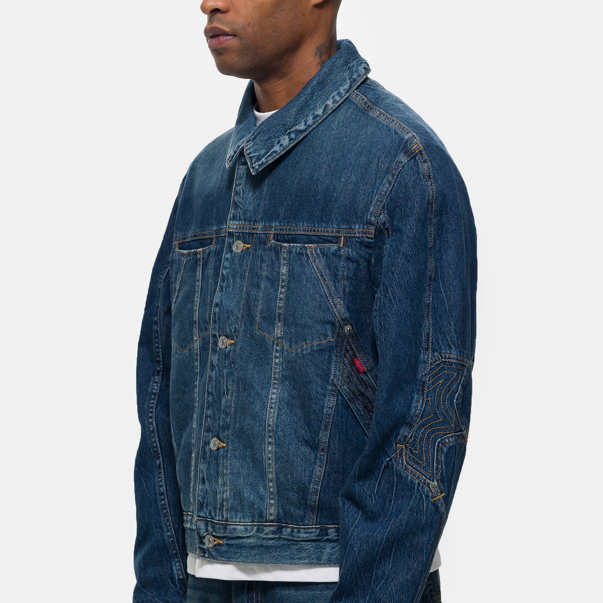 Kiko Kostadinov Denim Jacket in Medium Wash - Image 4