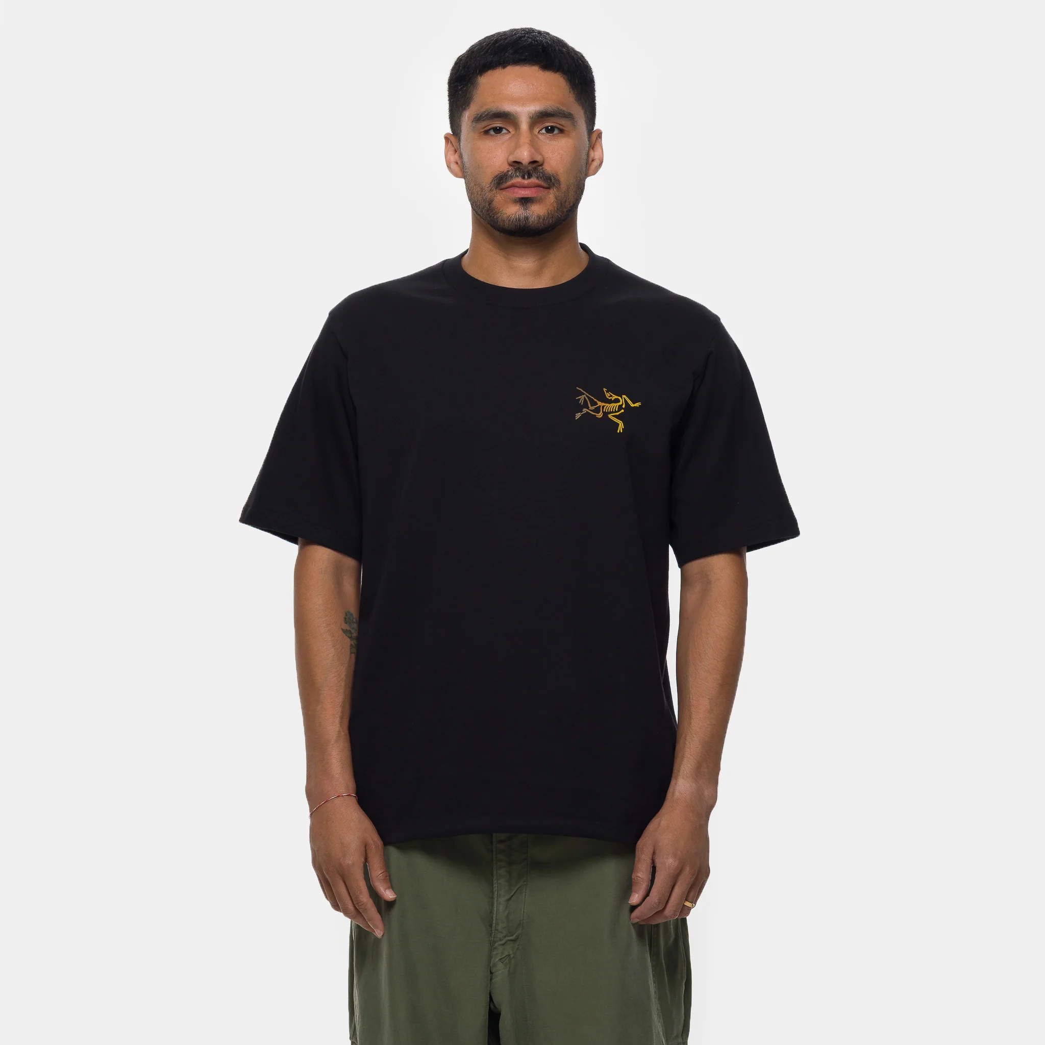 Kragg SL Cotton Bird Word T-Shirt in 24K Black