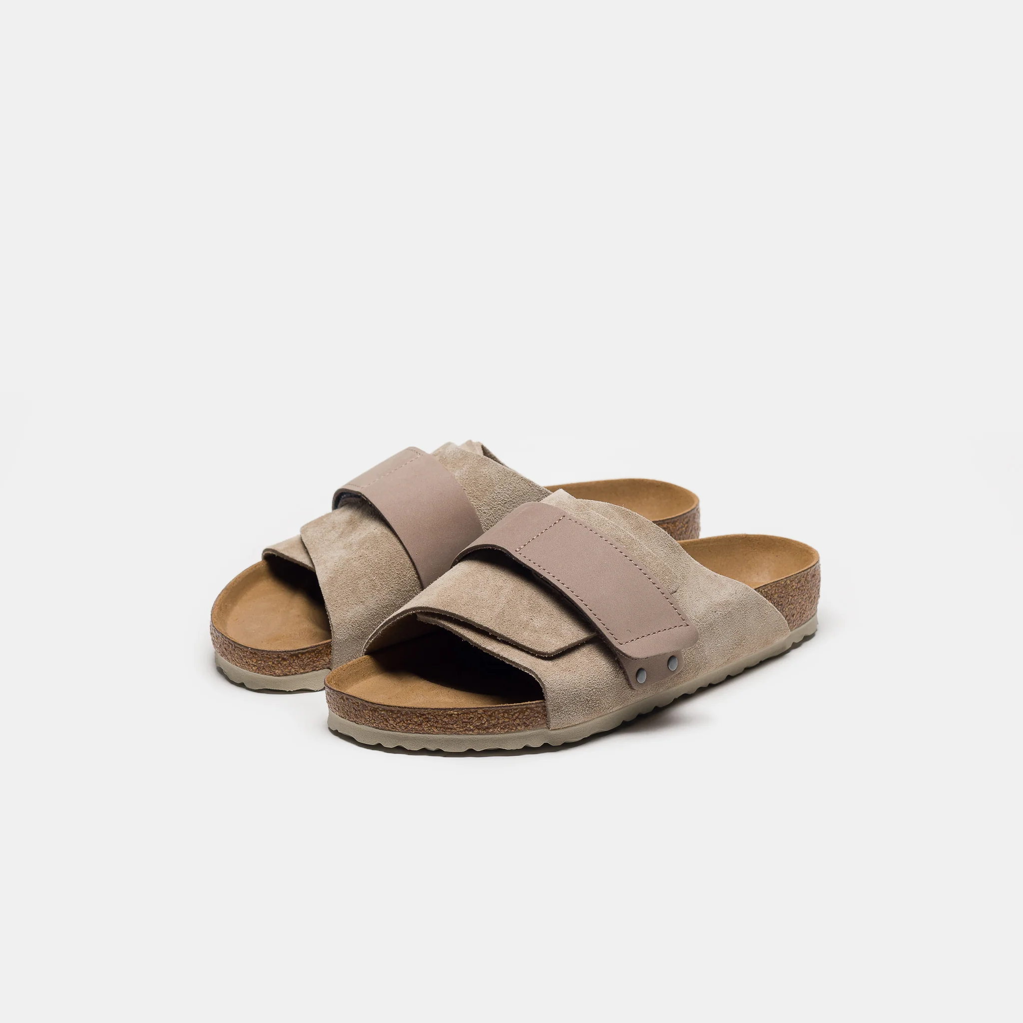 Kyoto Nubuck/Suede Leather Slides in Taupe - Image 3