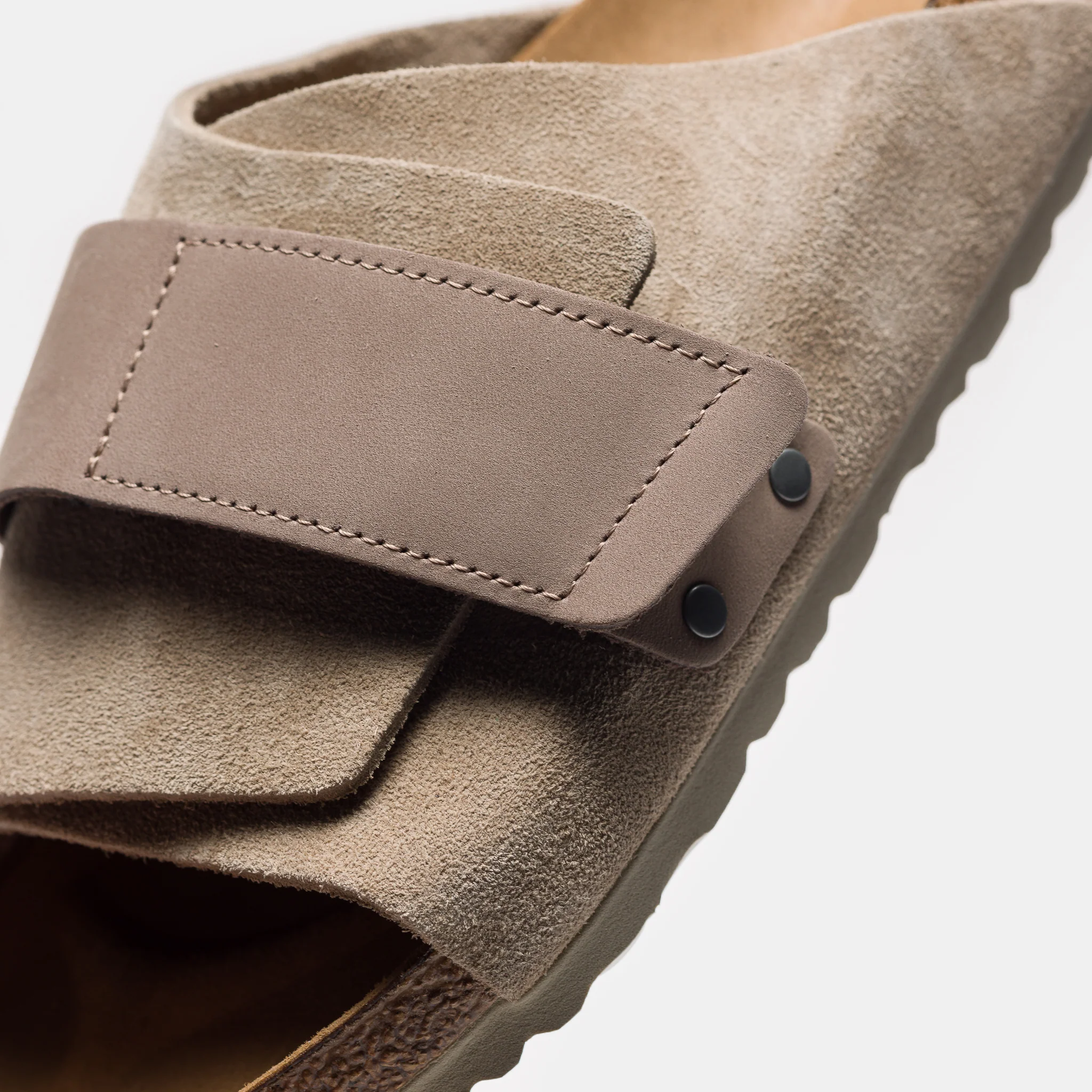 Kyoto Nubuck/Suede Leather Slides in Taupe - Image 5