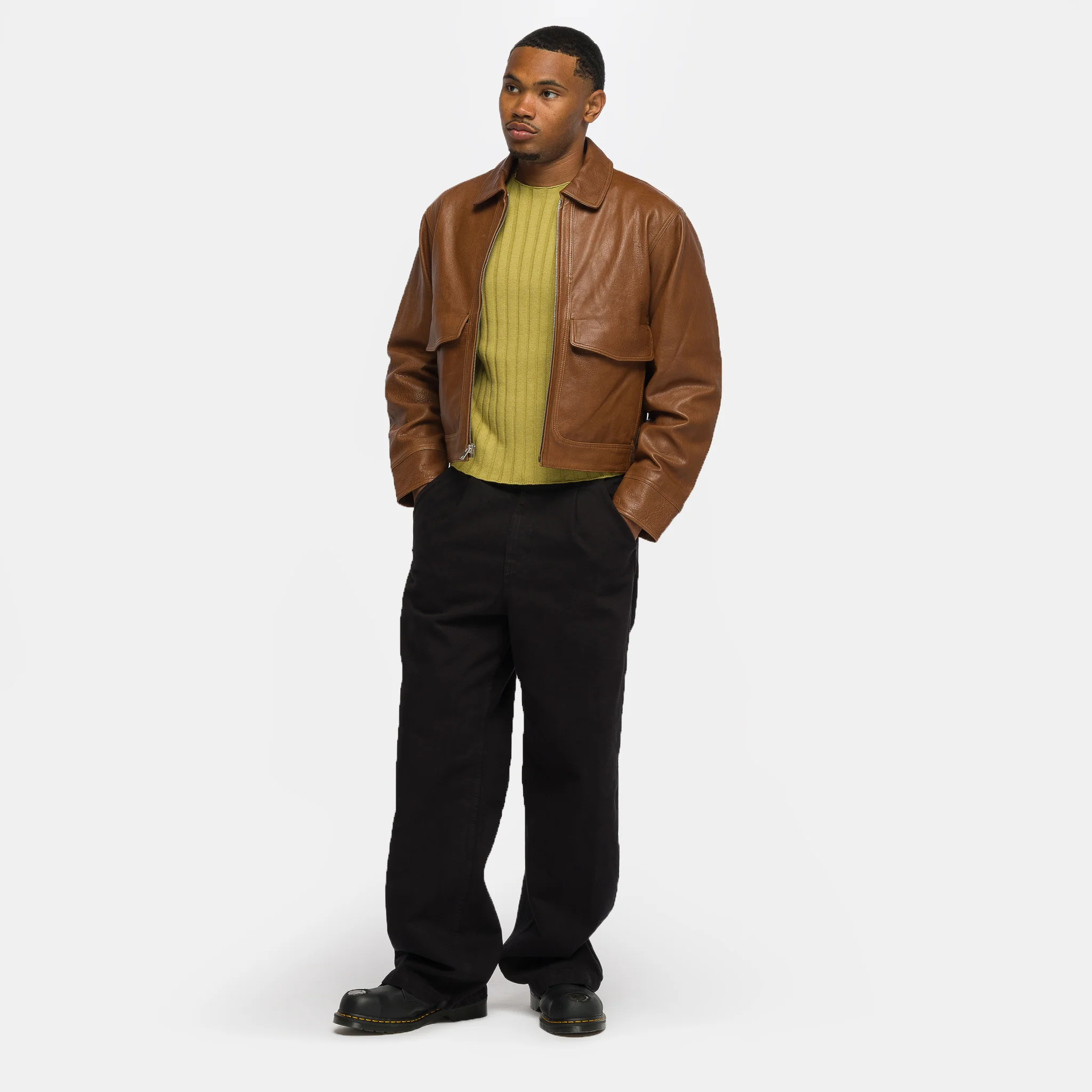 Leather Cruiser Jacket in Saddle Brown - Image 2