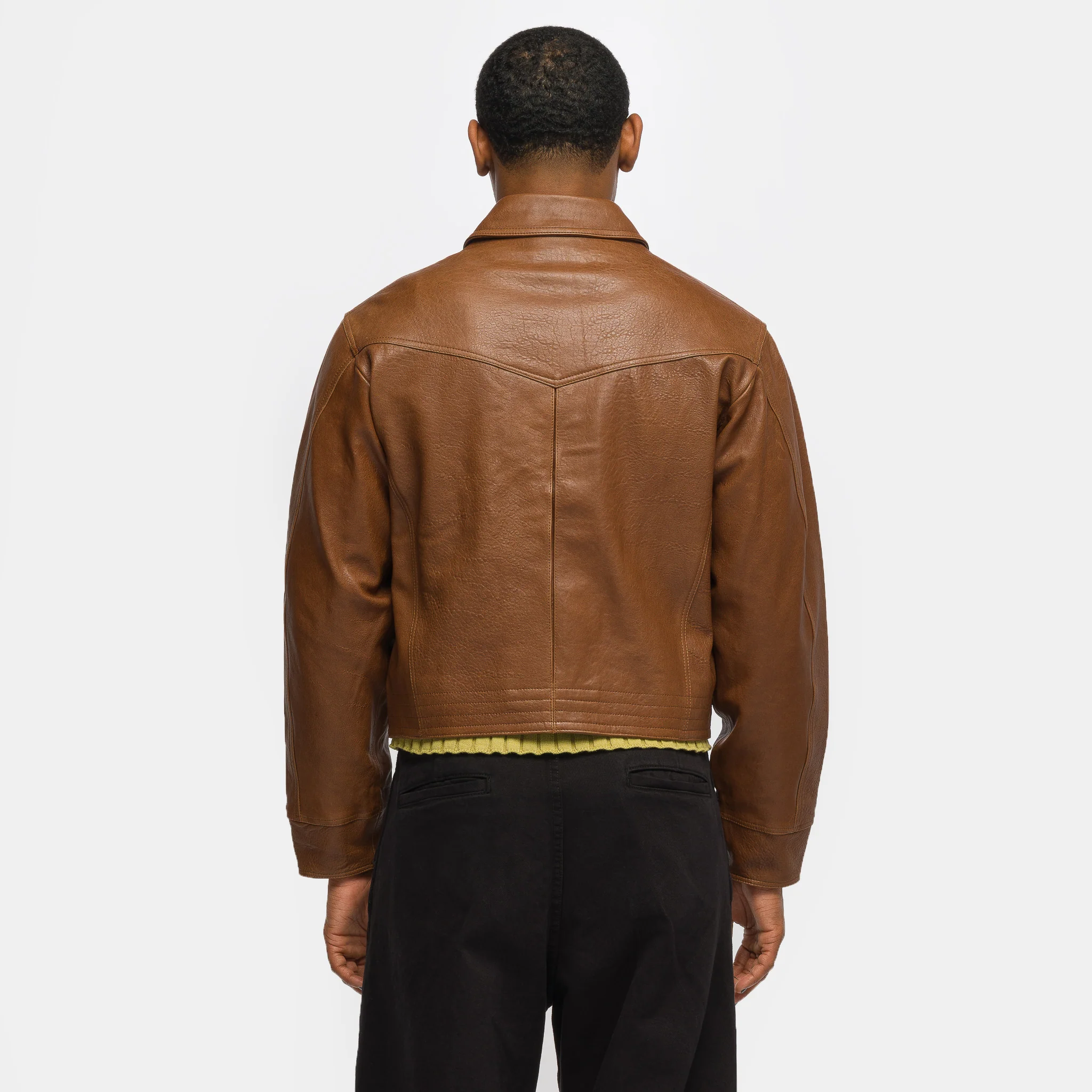 Leather Cruiser Jacket in Saddle Brown - Image 3