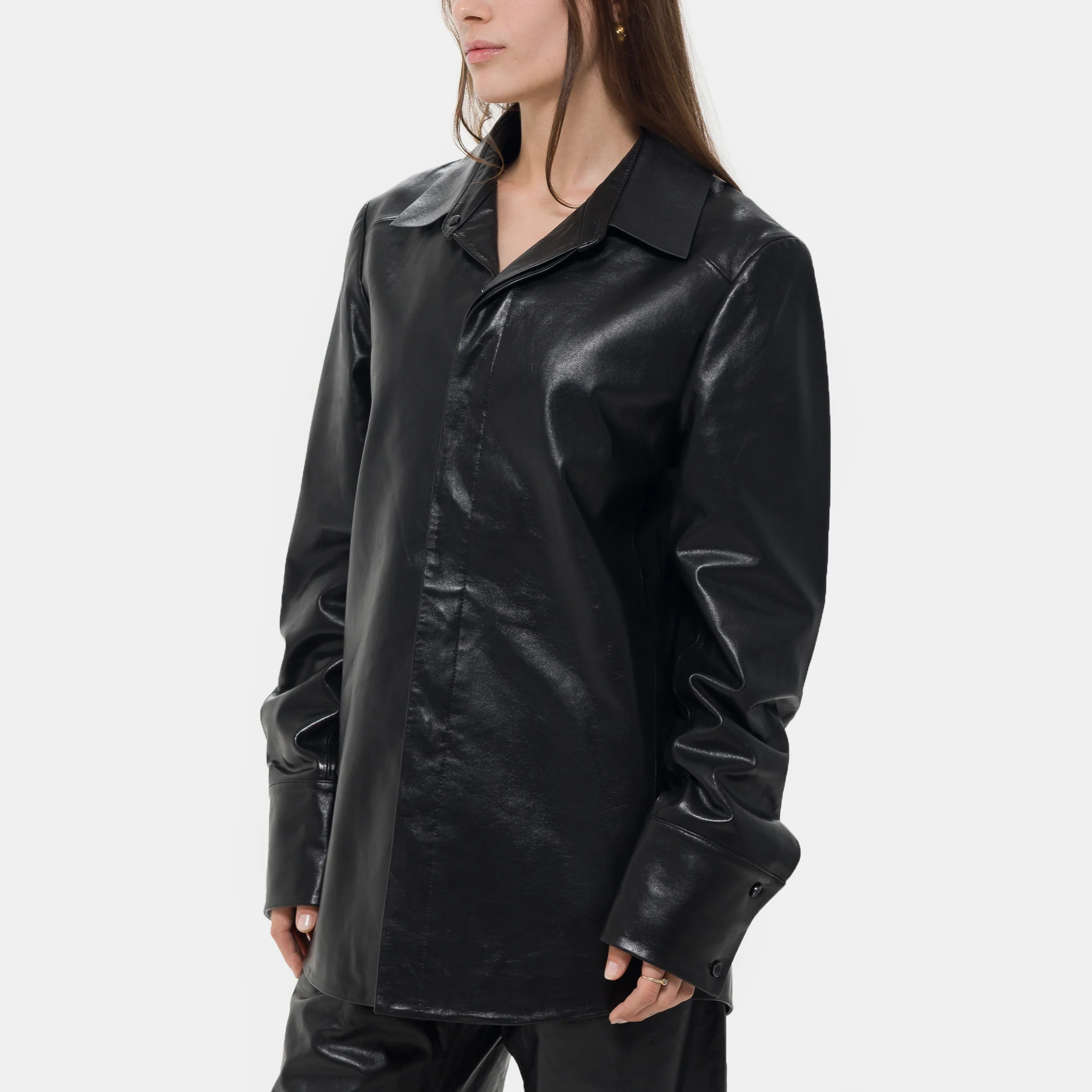 Legacy Leather Shirt in Black - Image 4