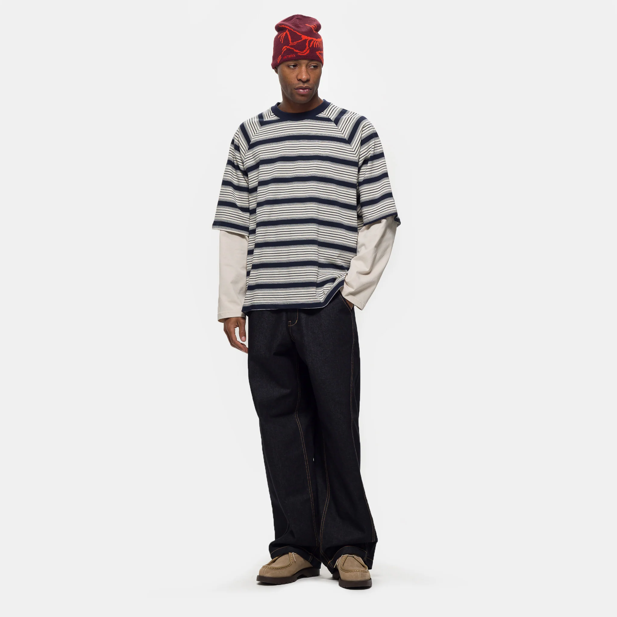 Longsleeve Layered T-Shirt in Blue Stripe - Image 2