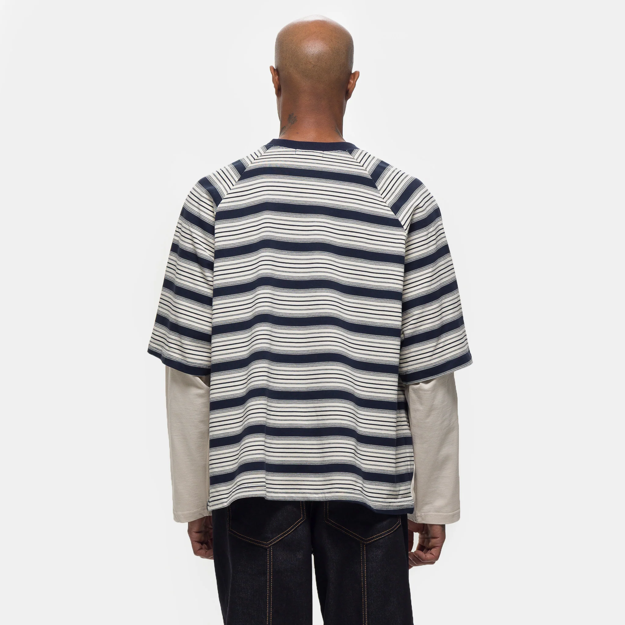 Longsleeve Layered T-Shirt in Blue Stripe - Image 3