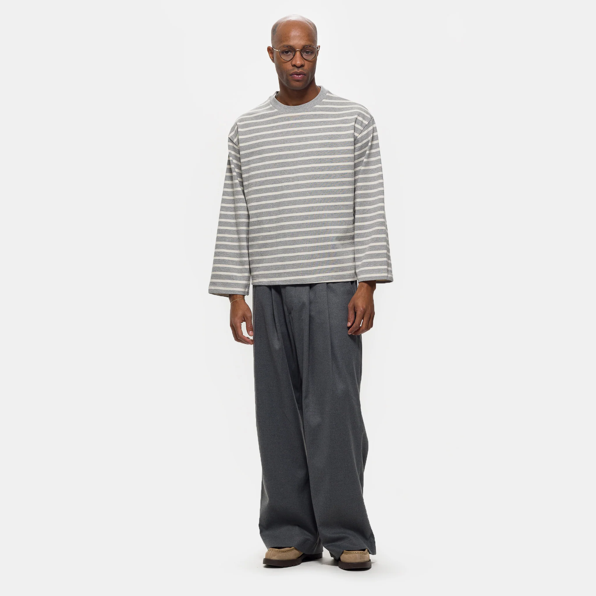 Longsleeve Stripe Top in Grey - Image 2
