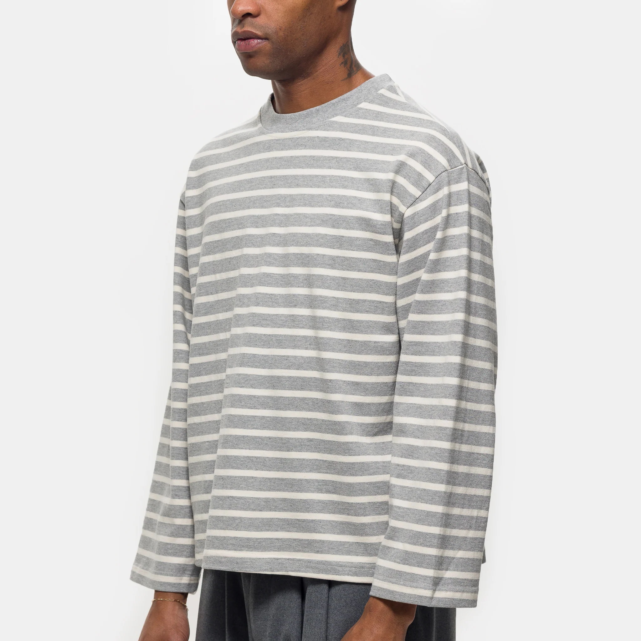 Longsleeve Stripe Top in Grey - Image 4