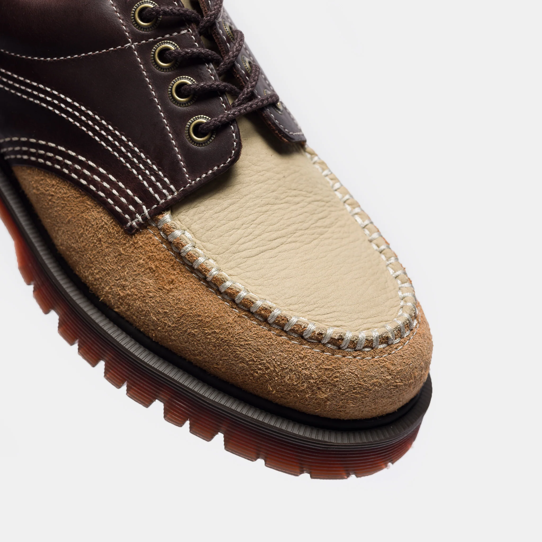 Lowell Moc Toe Shoe in Dark Brown/Light Tan/Desert Brown - Image 6