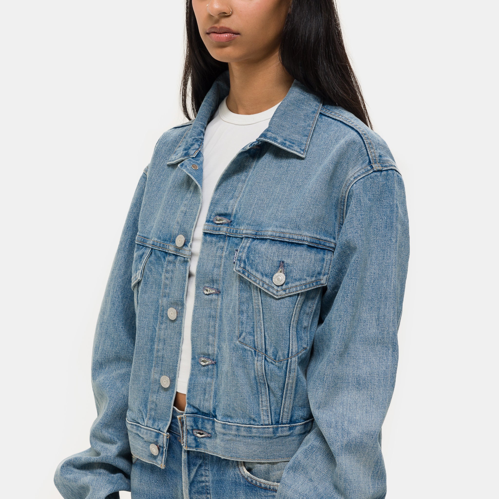 Made in Japan Short Type III Denim Trucker Jacket in Silver Moon - Image 4