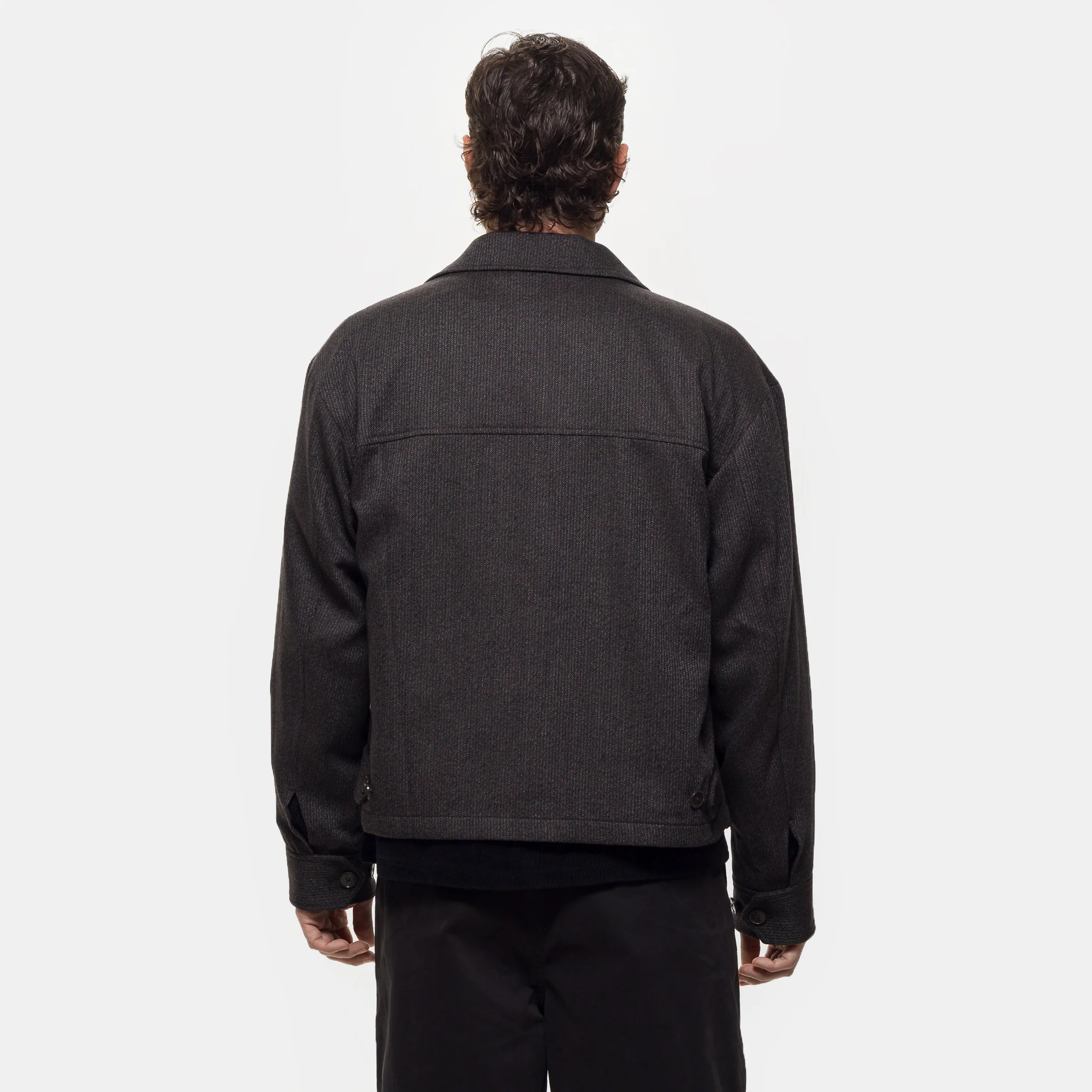 Mail Jacket in Brown Melange Stripe - Image 3