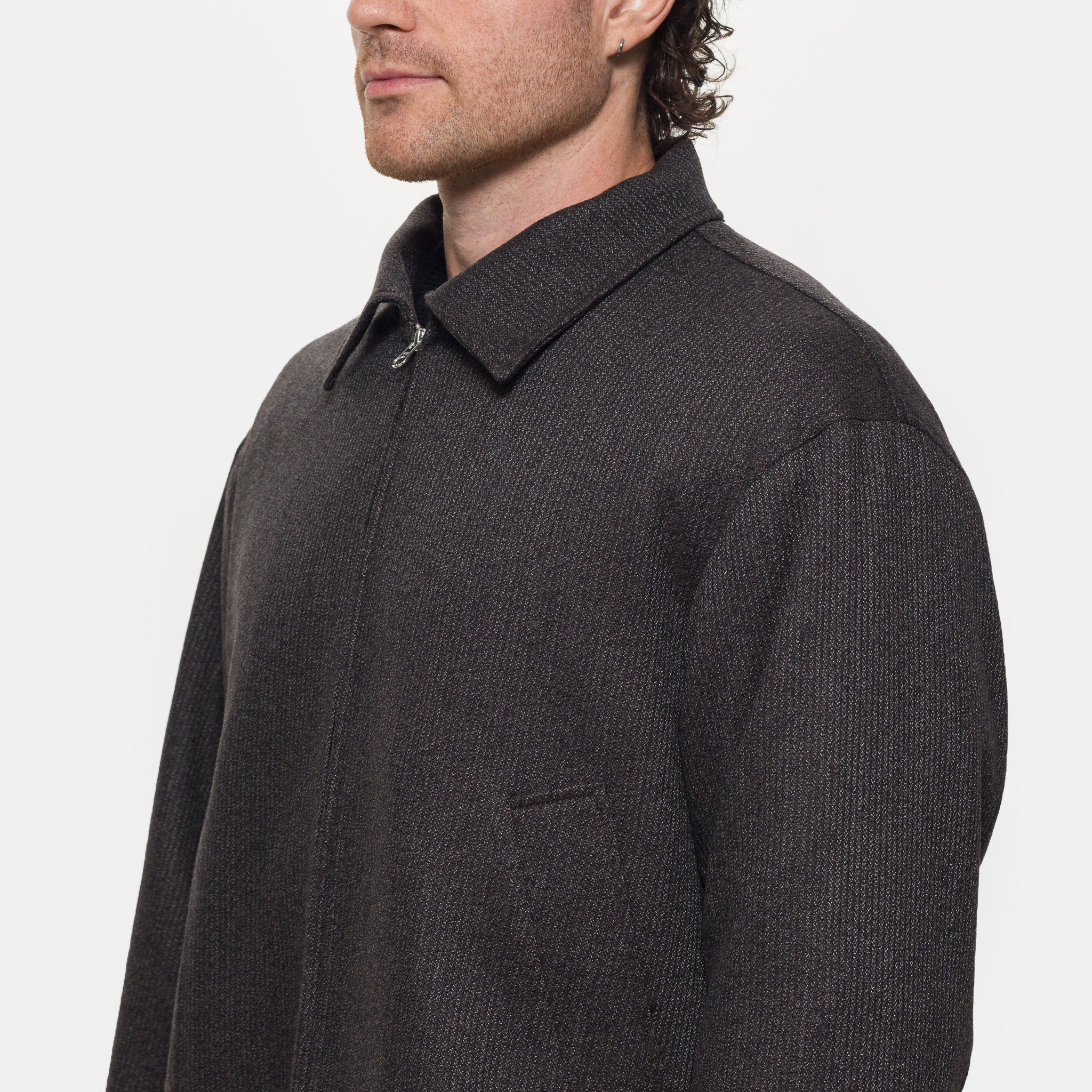 Mail Jacket in Brown Melange Stripe - Image 4