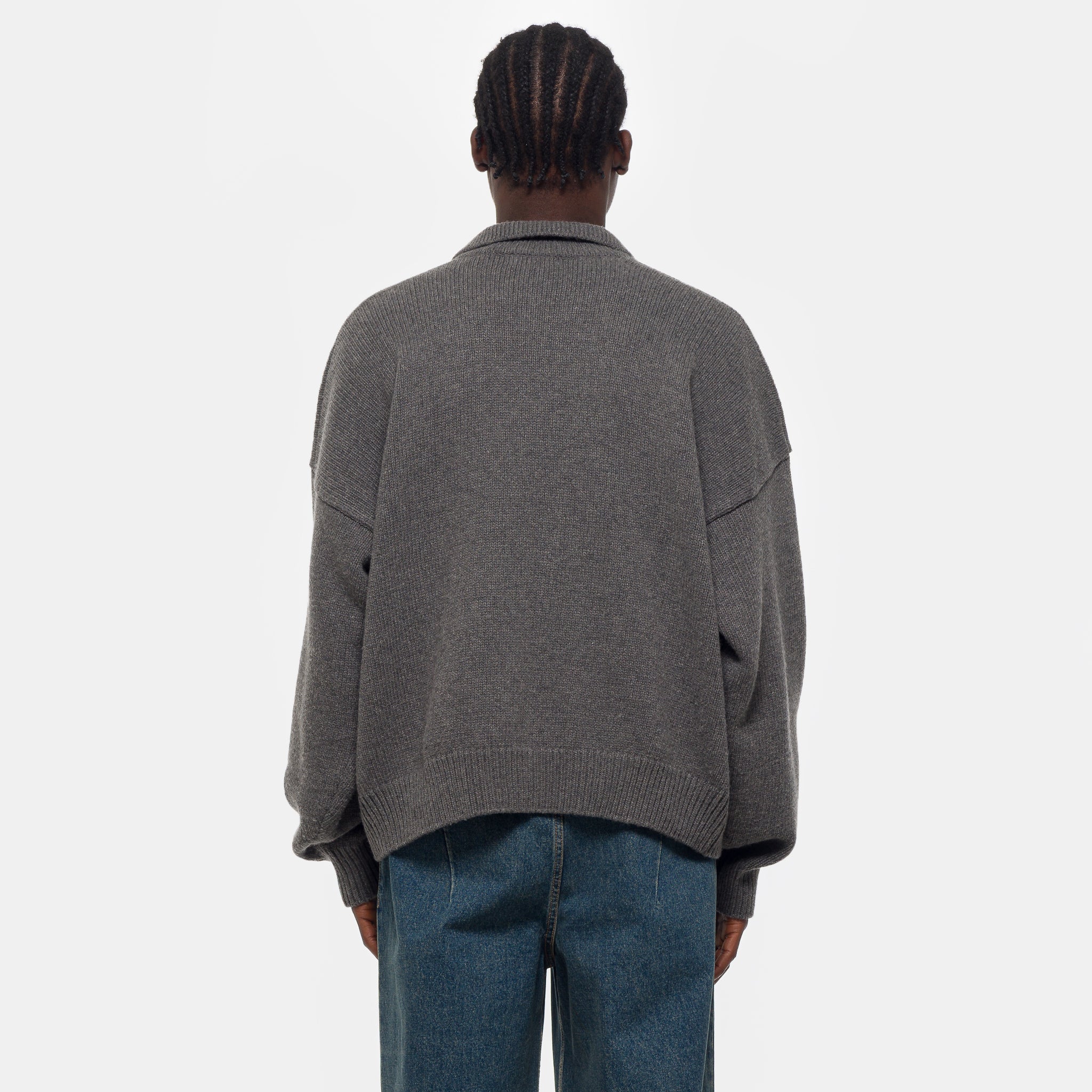 Mismatch Button Cardigan in Charcoal - Image 3