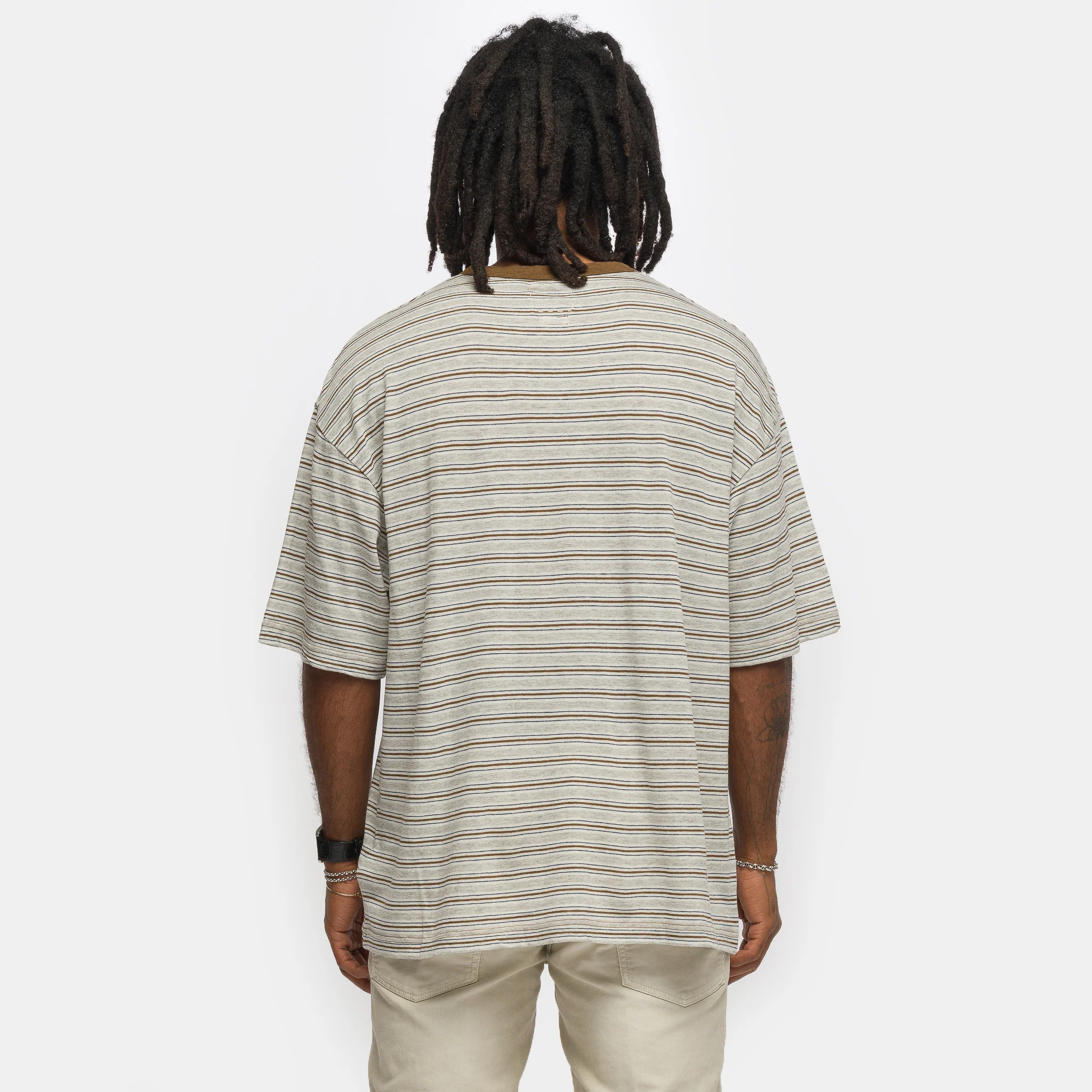 Mondo Border Fine Wool T-Shirt in Grey - Image 3
