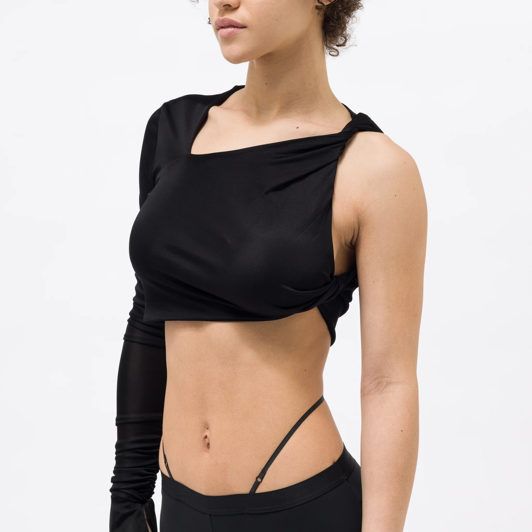 Single Shoulder Blouse in Black - Image 4