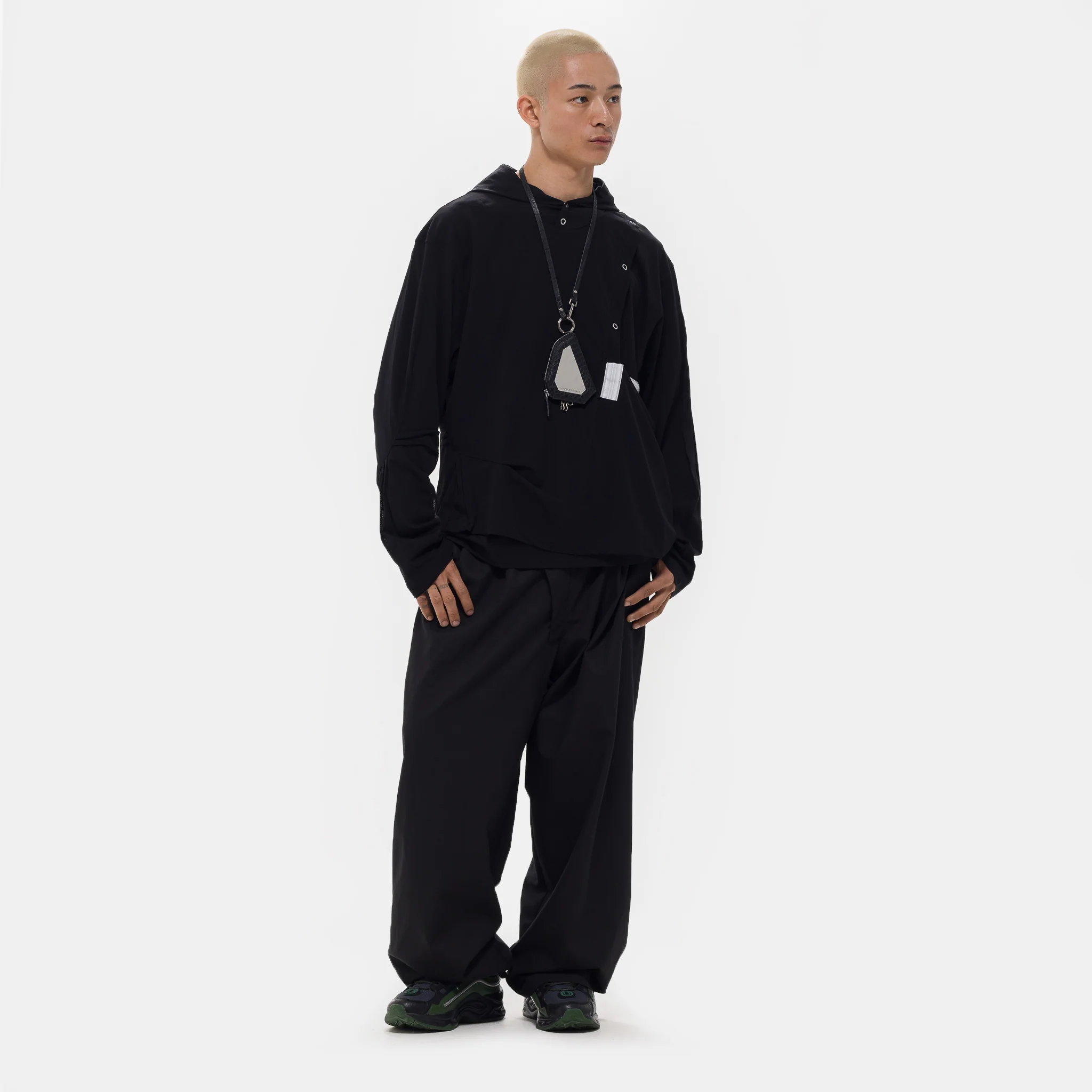 Navin Wide Trouser in Black Sable - Image 2