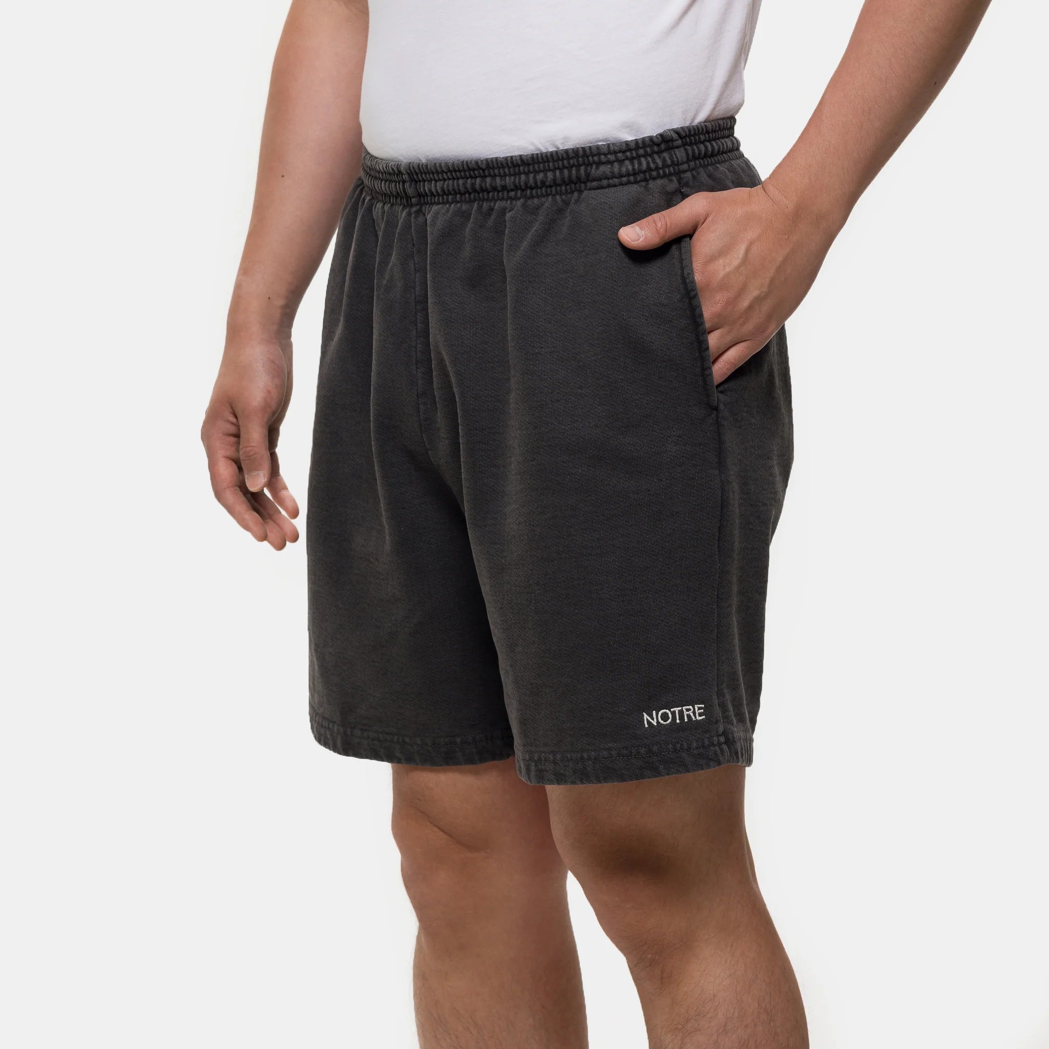 Notre Logo Sweat Shorts in Vintage Black - Image 4