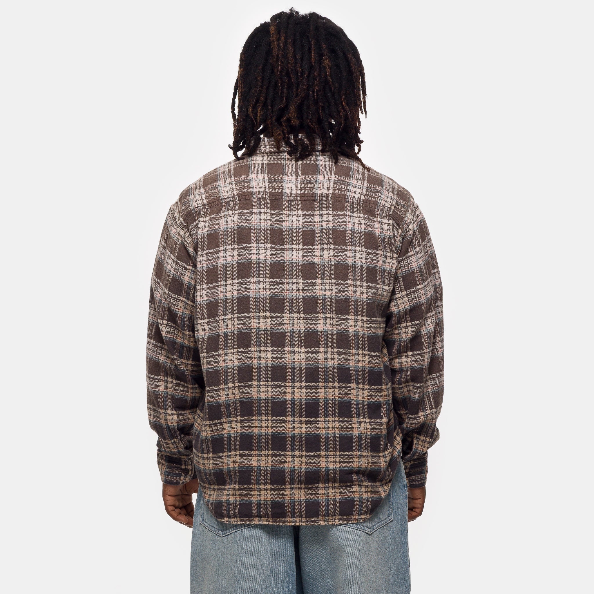 Ombre Dipped Flannel Shirt in Brown/Blue - Image 3