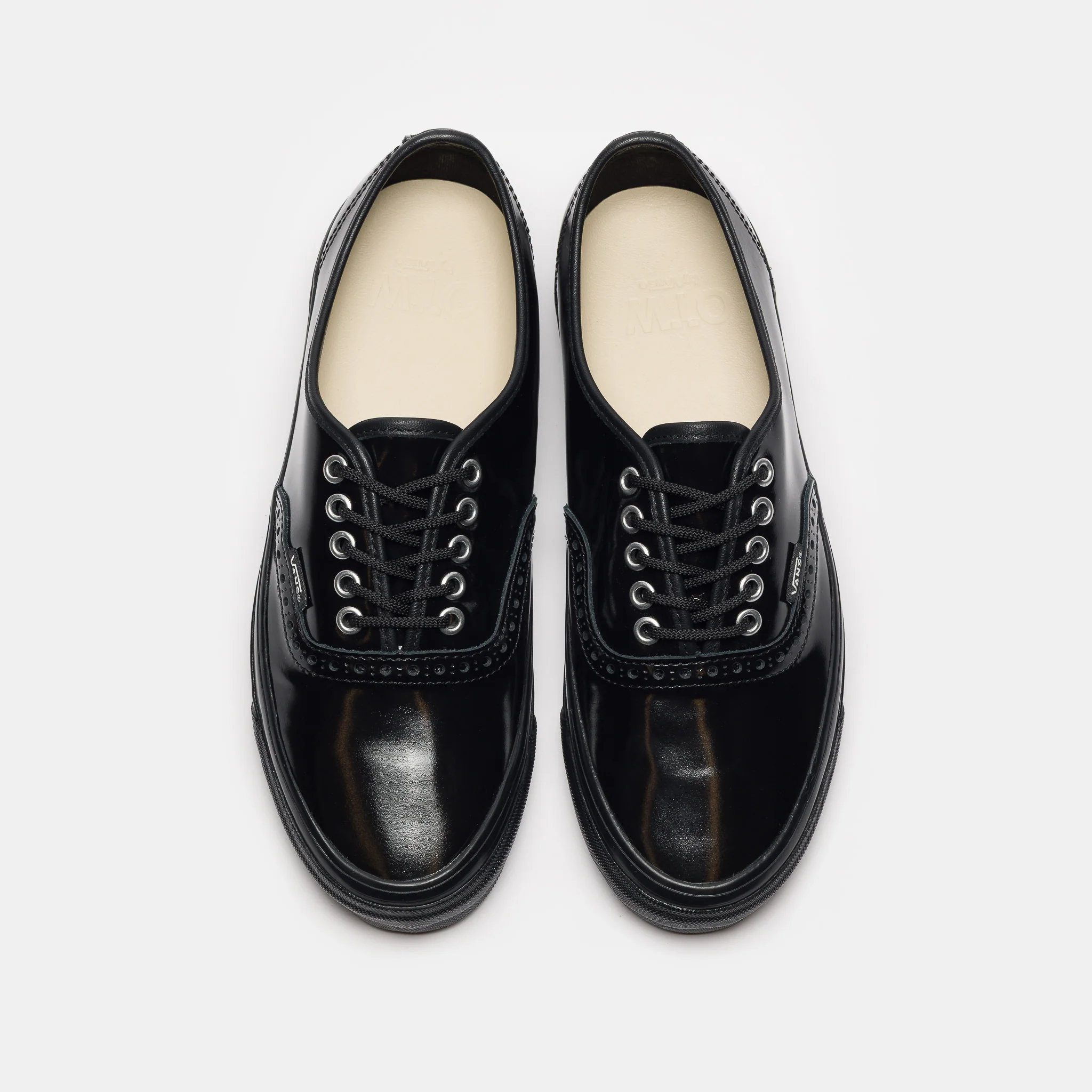 OTW Authentic 44 Siped Vibram Sneaker in Gloss Leather Brogue Black - Image 4