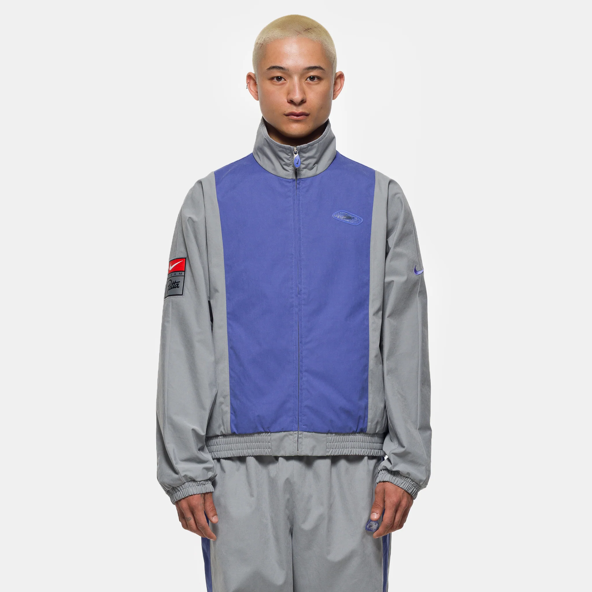 Patta Track Jacket in Particle Grey/Sapphire