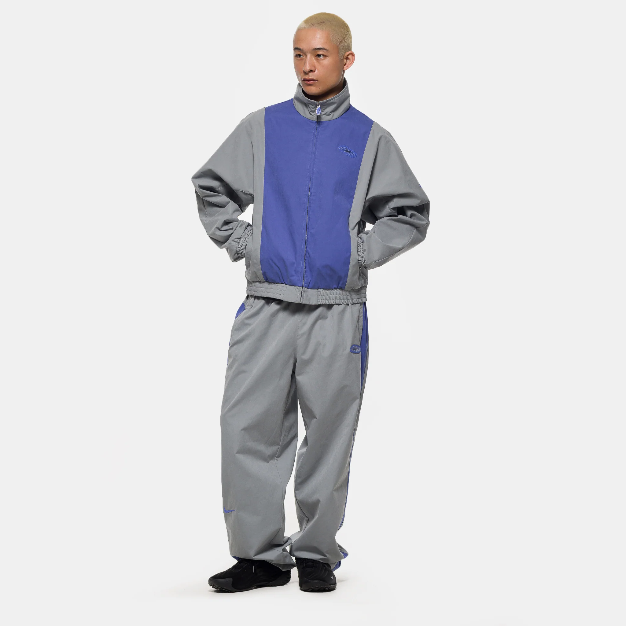 Patta Track Jacket in Particle Grey/Sapphire - Image 2