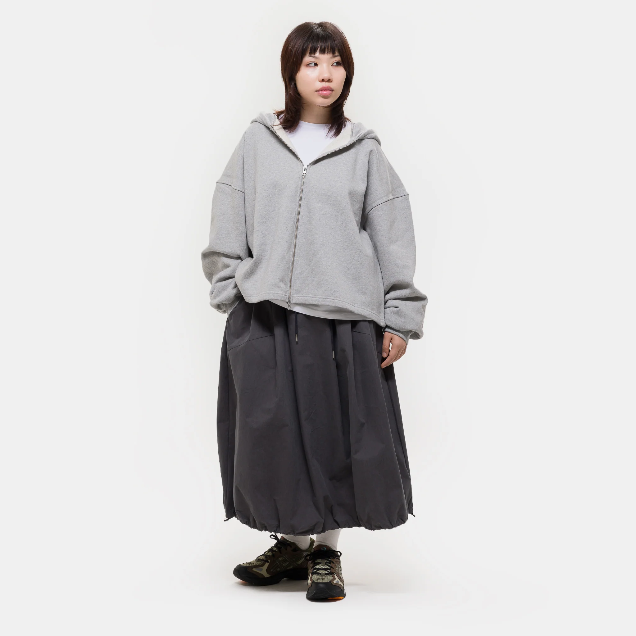 Pintuck Balloon Skirt in Charcoal - Image 2