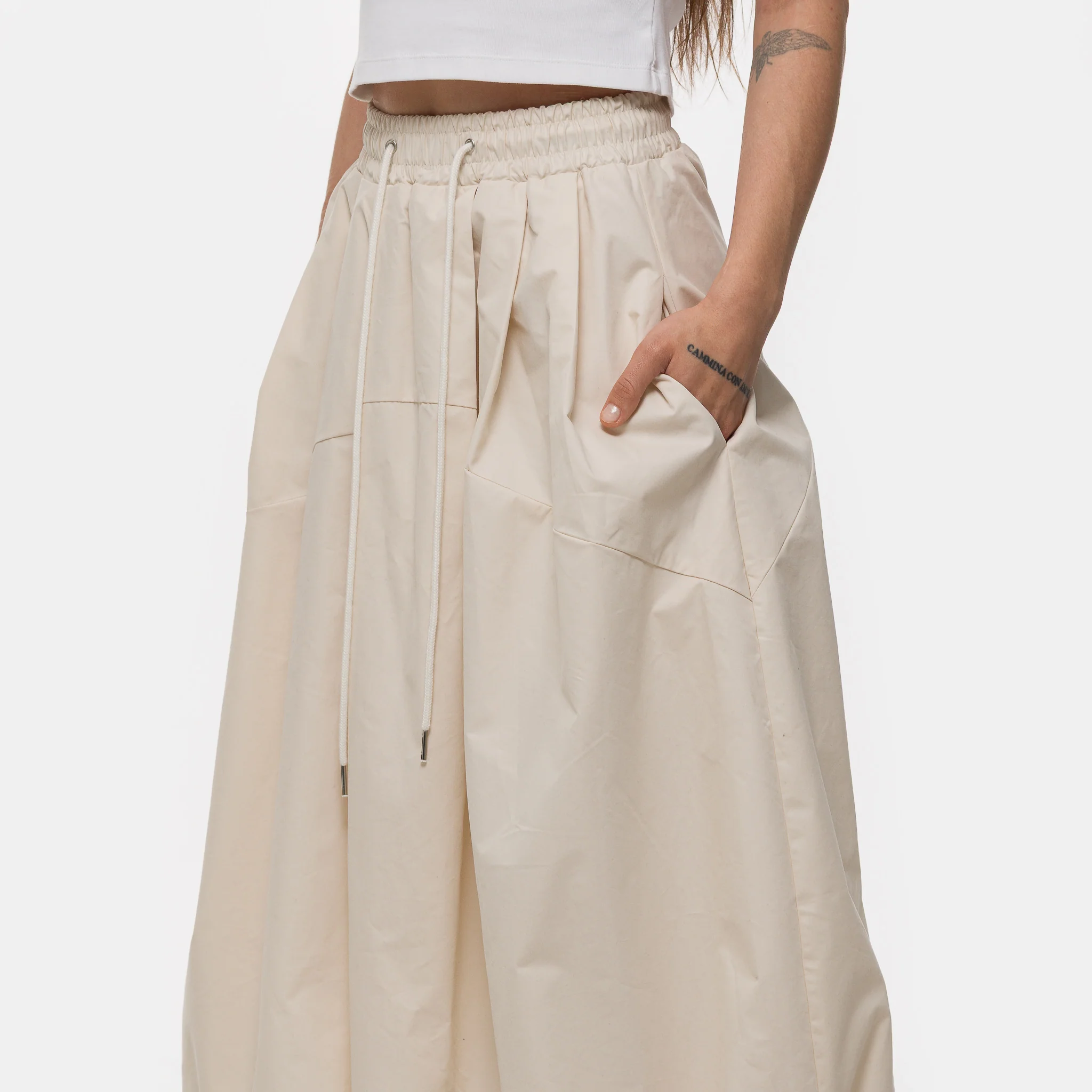 Pintuck Balloon Skirt in Ivory - Image 4