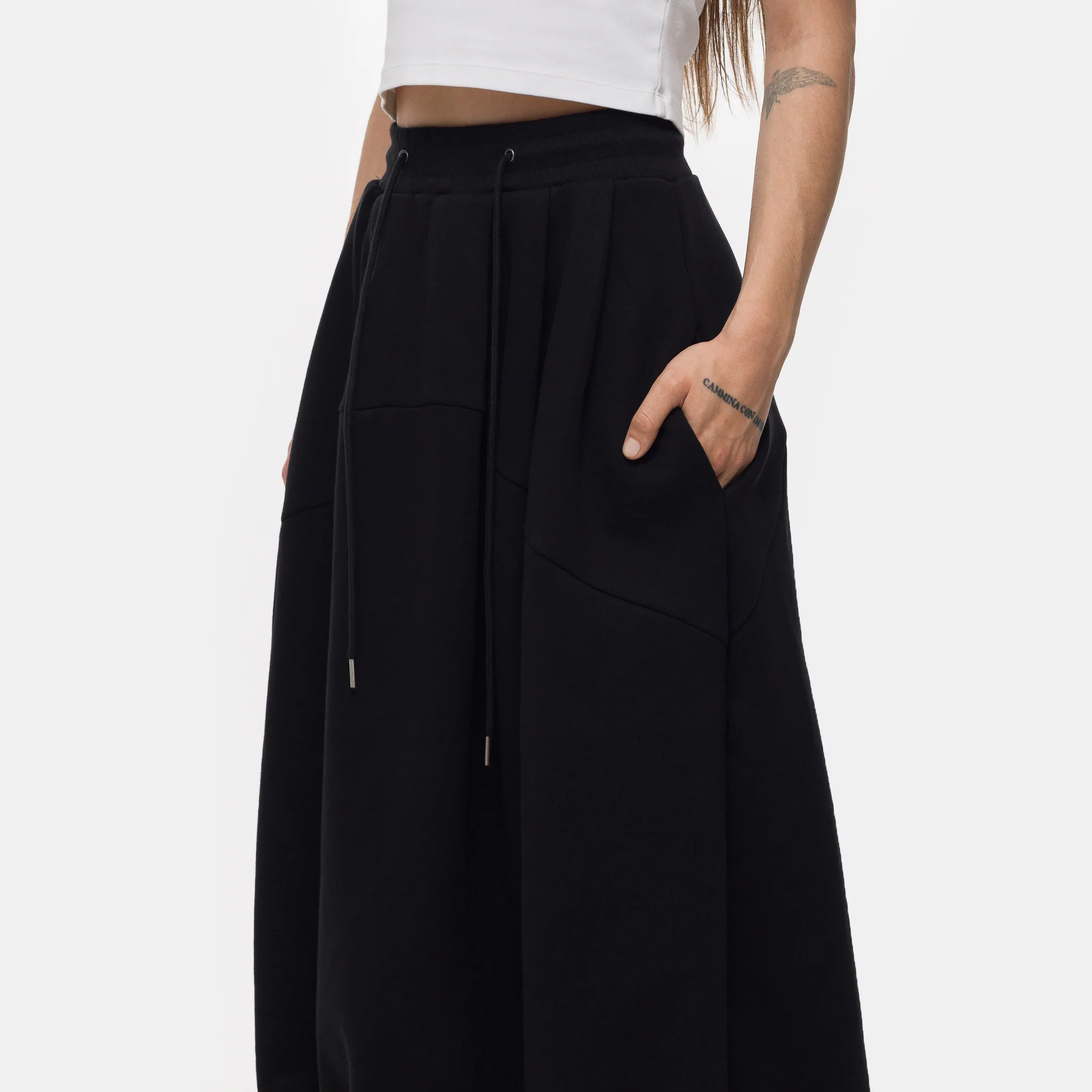 Pintuck Jogger Skirt in Black - Image 4