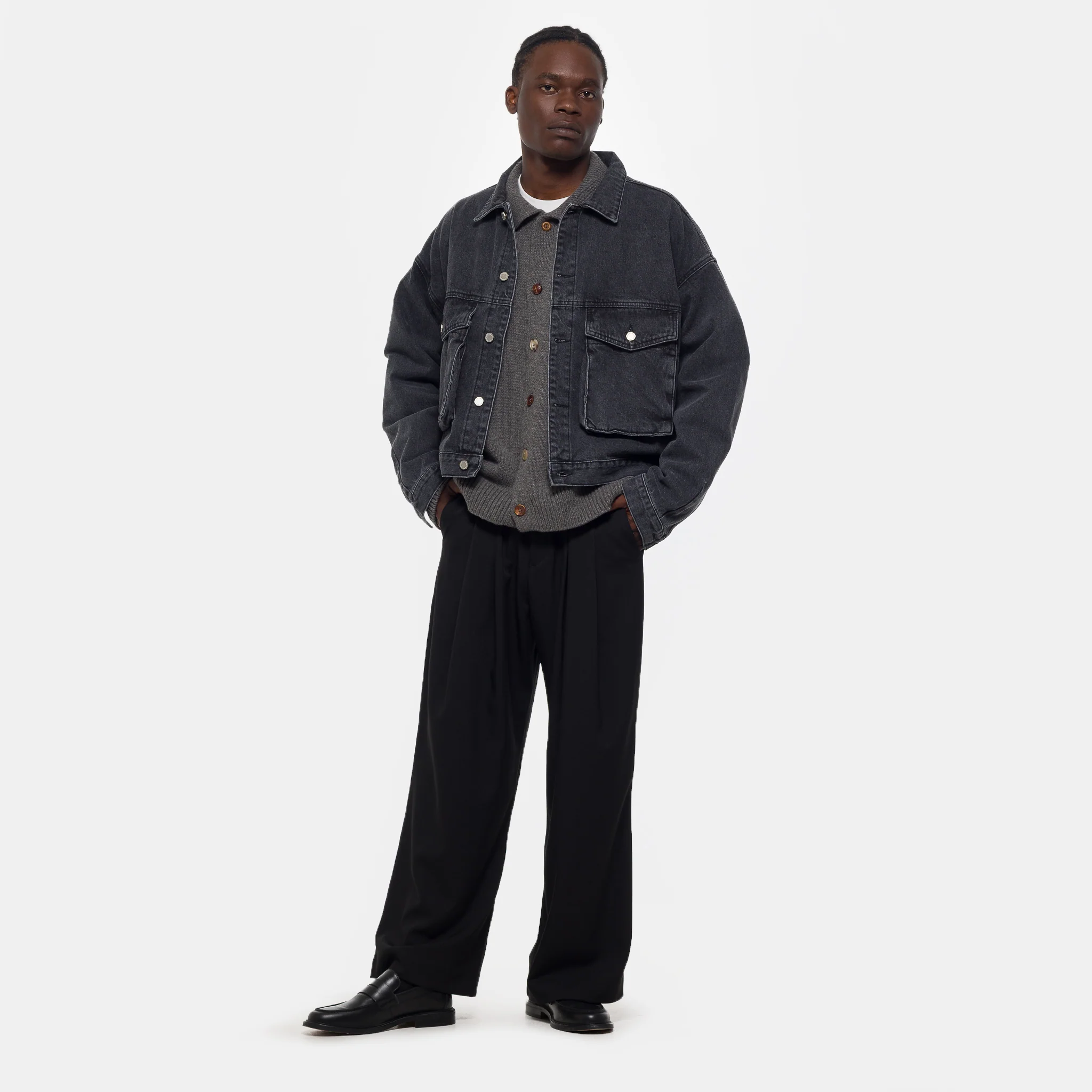 Pintuck Maxi Trouser in Black - Image 2