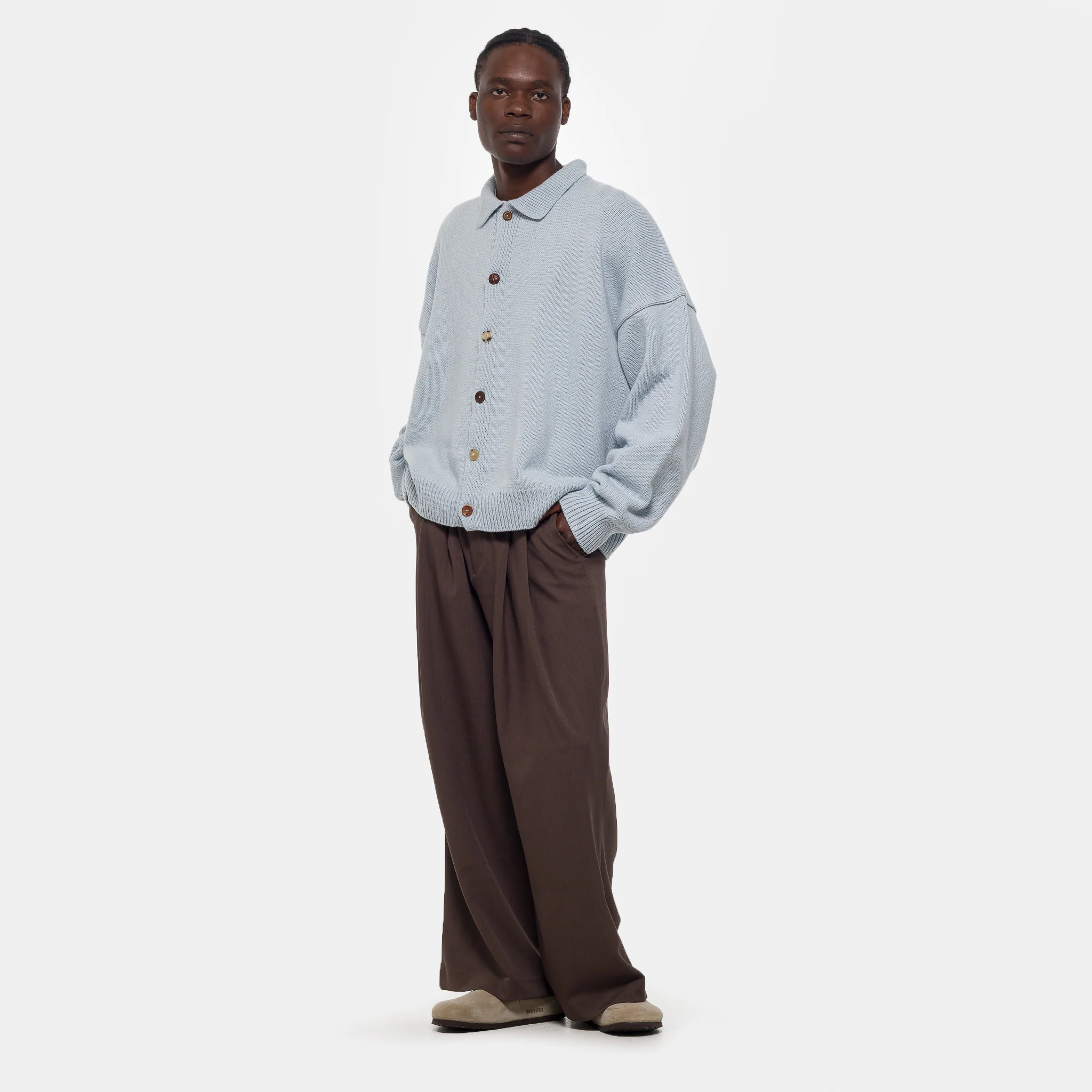 Pintuck Maxi Trouser in Brown - Image 2