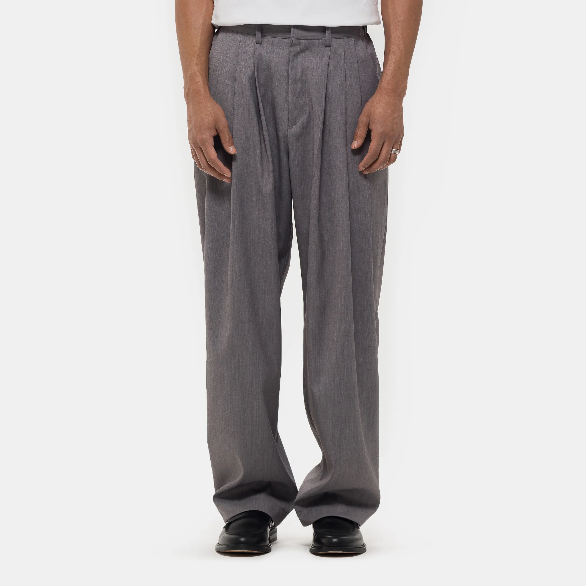 Pintuck Wide Trouser in Grey