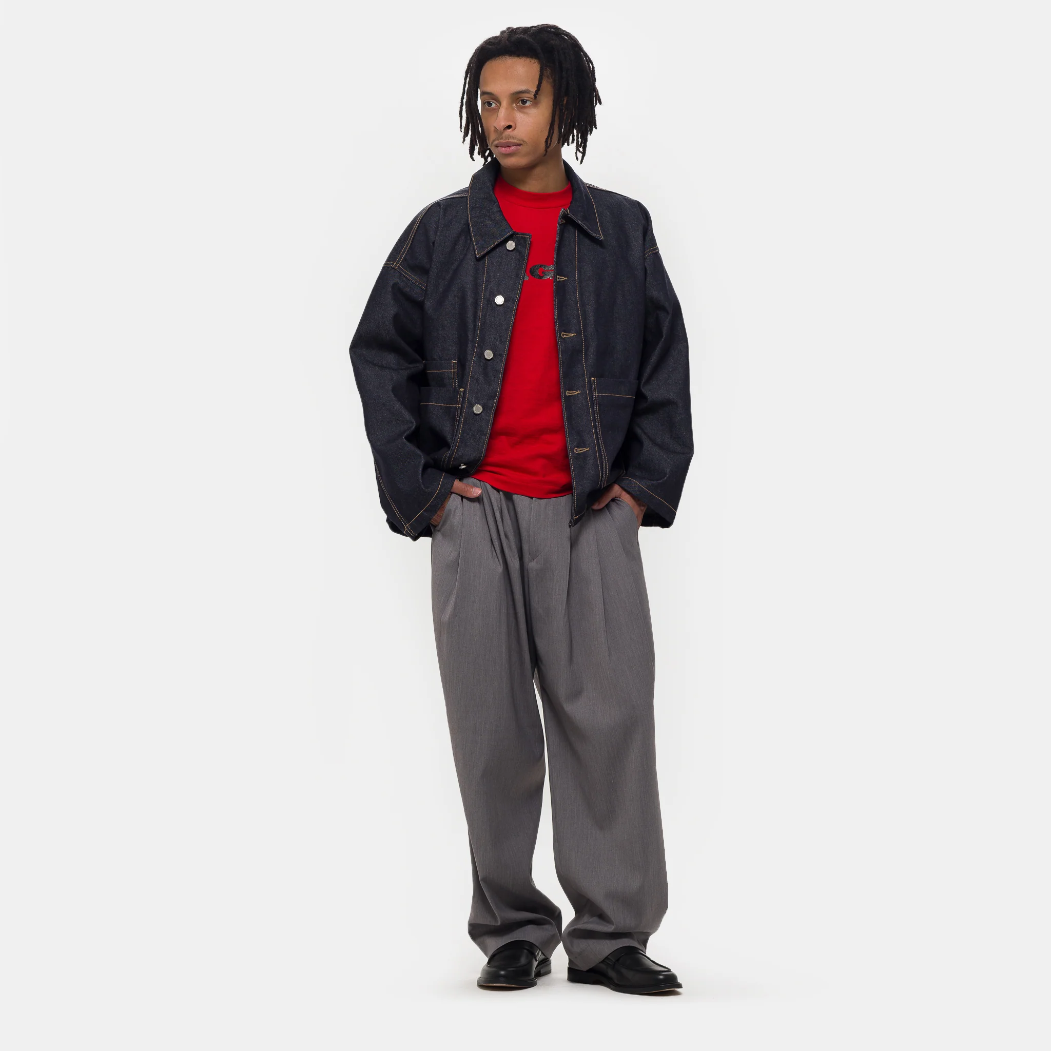 Pintuck Wide Trouser in Grey - Image 2