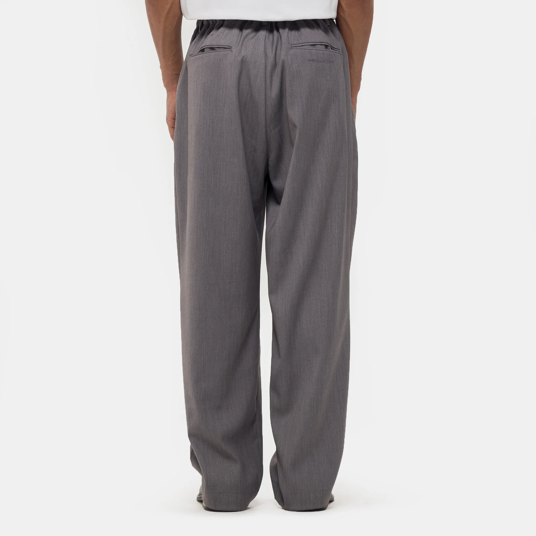 Pintuck Wide Trouser in Grey - Image 3