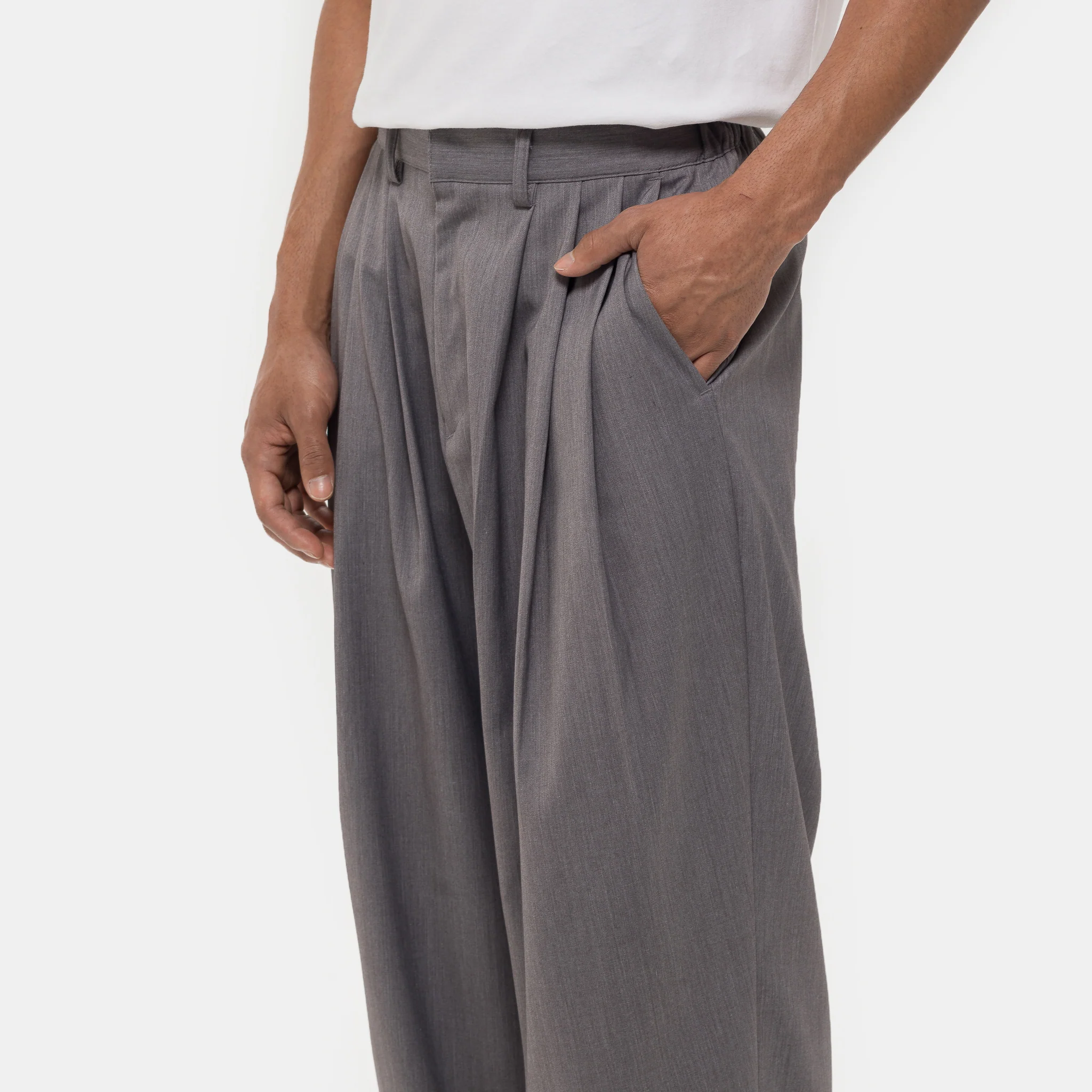 Pintuck Wide Trouser in Grey - Image 4