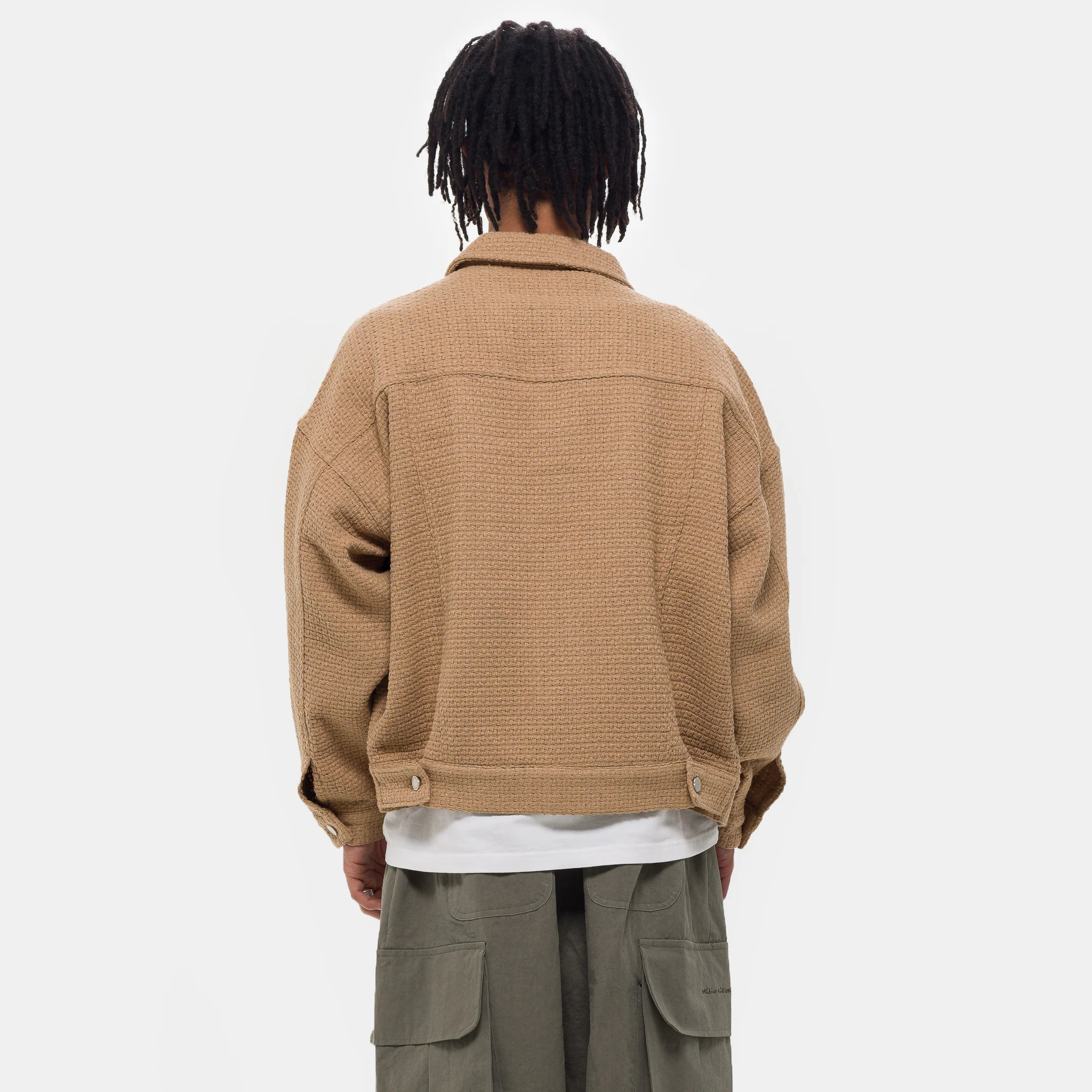 Pleated Boxy Jacket in Beige - Image 3