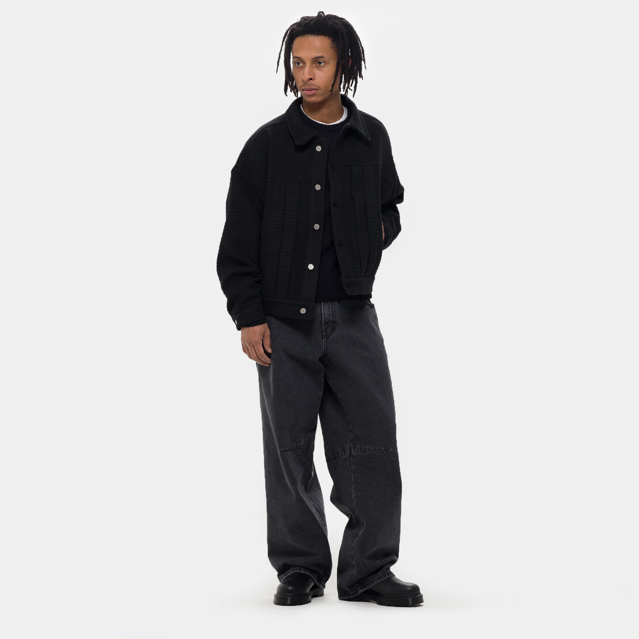 Pleated Boxy Jacket in Black - Image 2