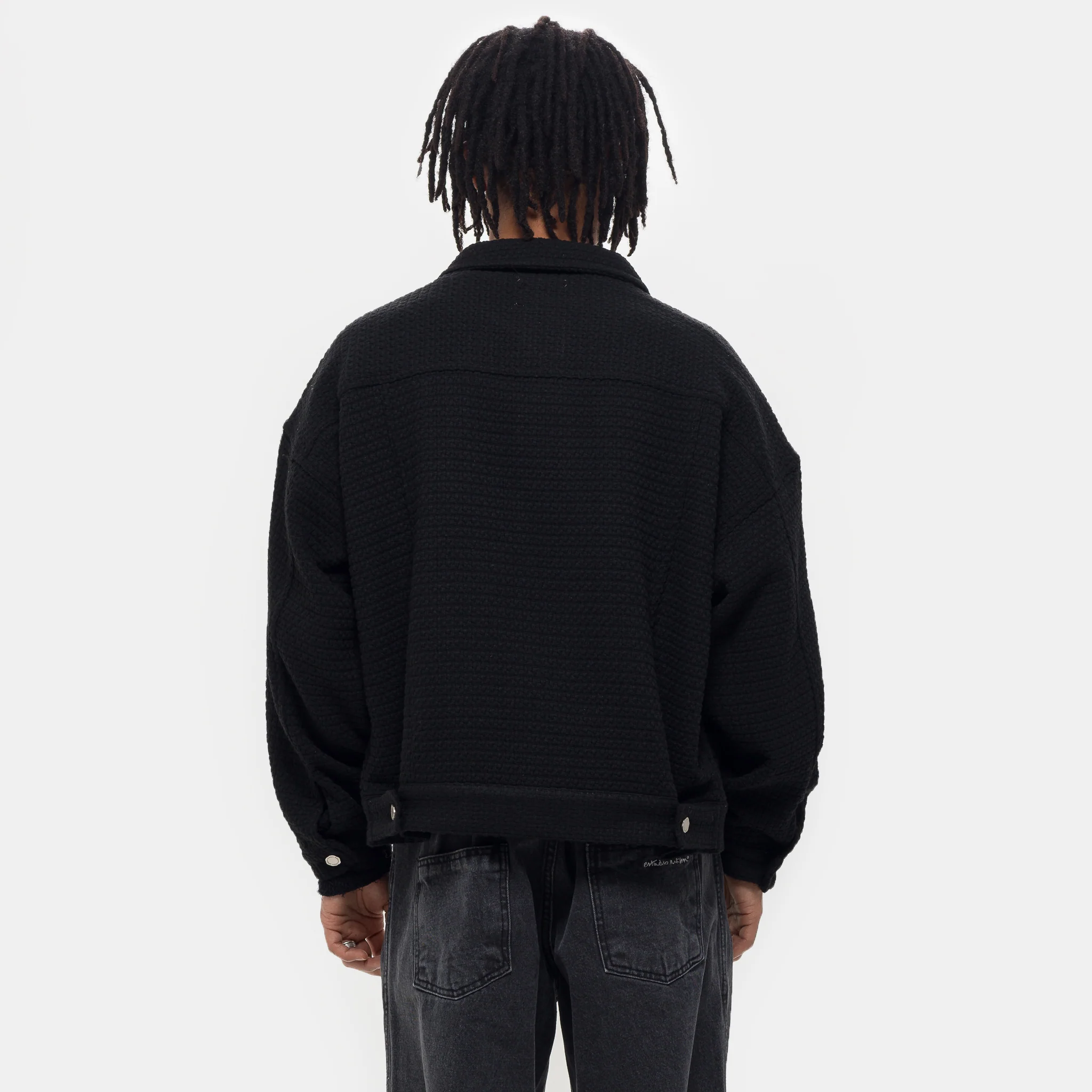 Pleated Boxy Jacket in Black - Image 3