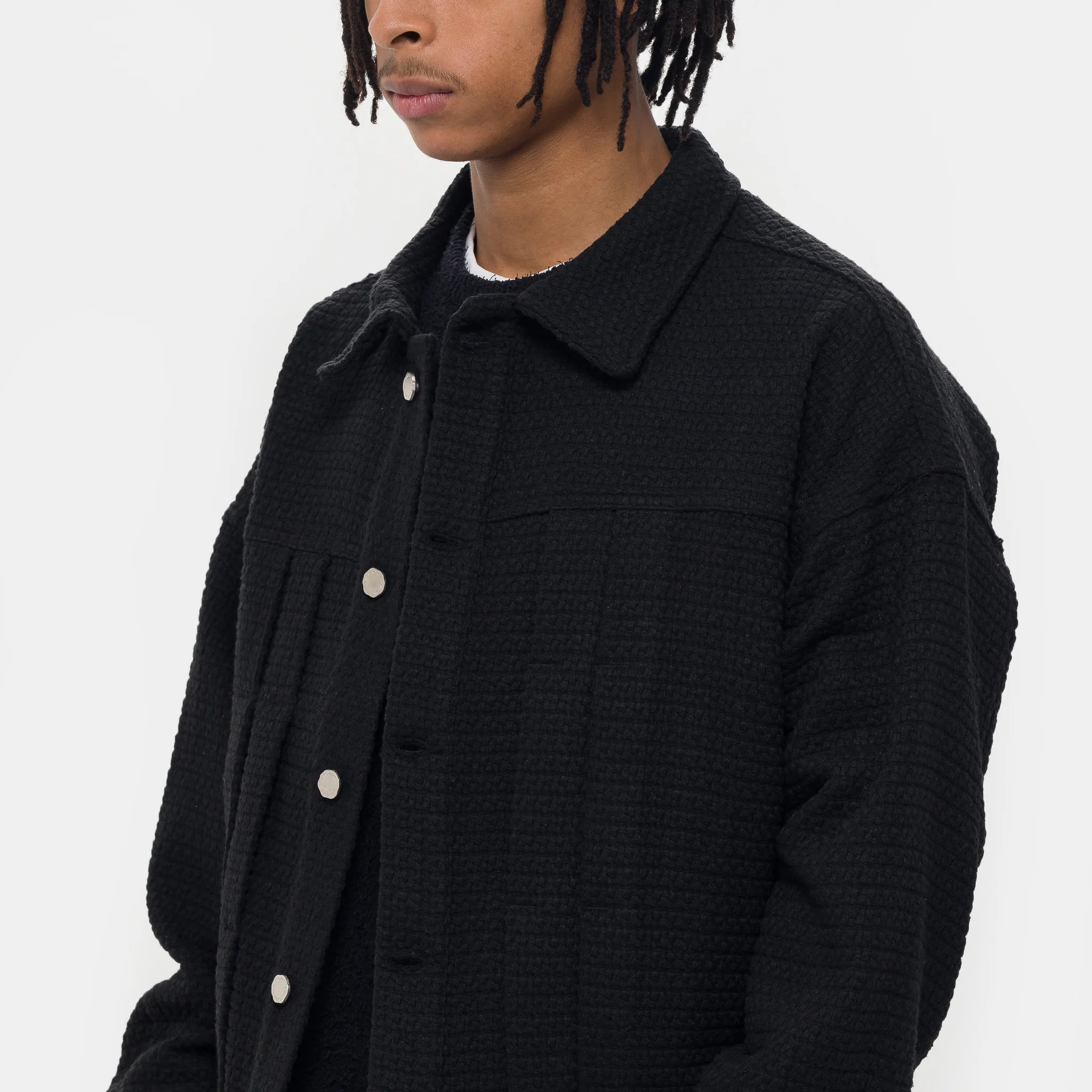 Pleated Boxy Jacket in Black - Image 4