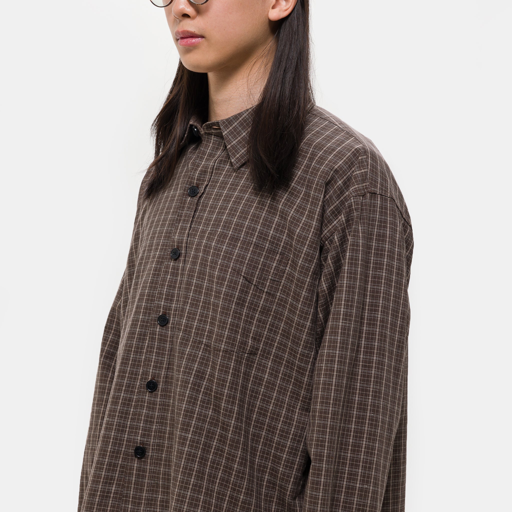 Priority Shirt in Brown Linen Check - Image 4