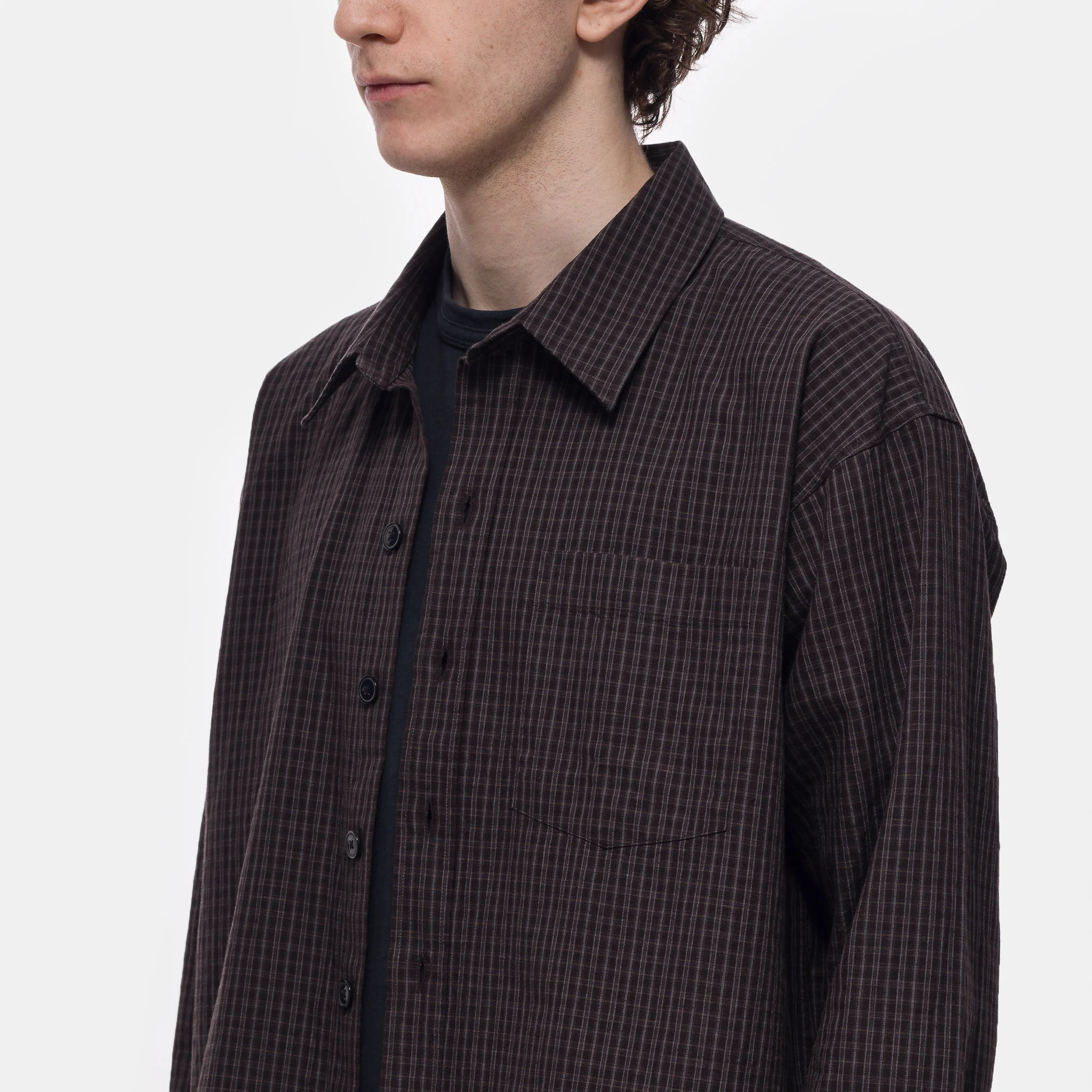 Priority Shirt in Dark Linen Check - Image 4