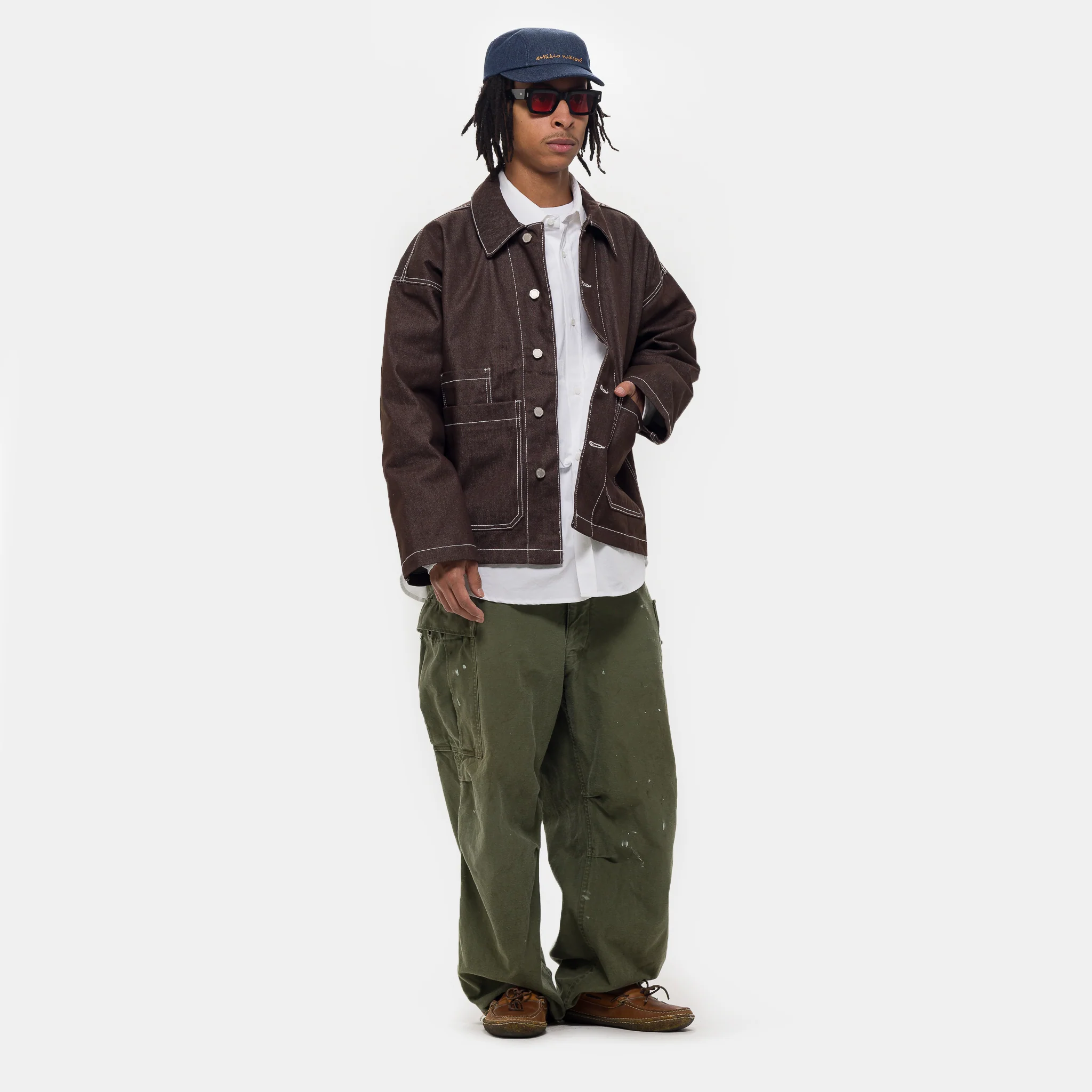 Raw-Denim Chore Jacket in Brown - Image 2