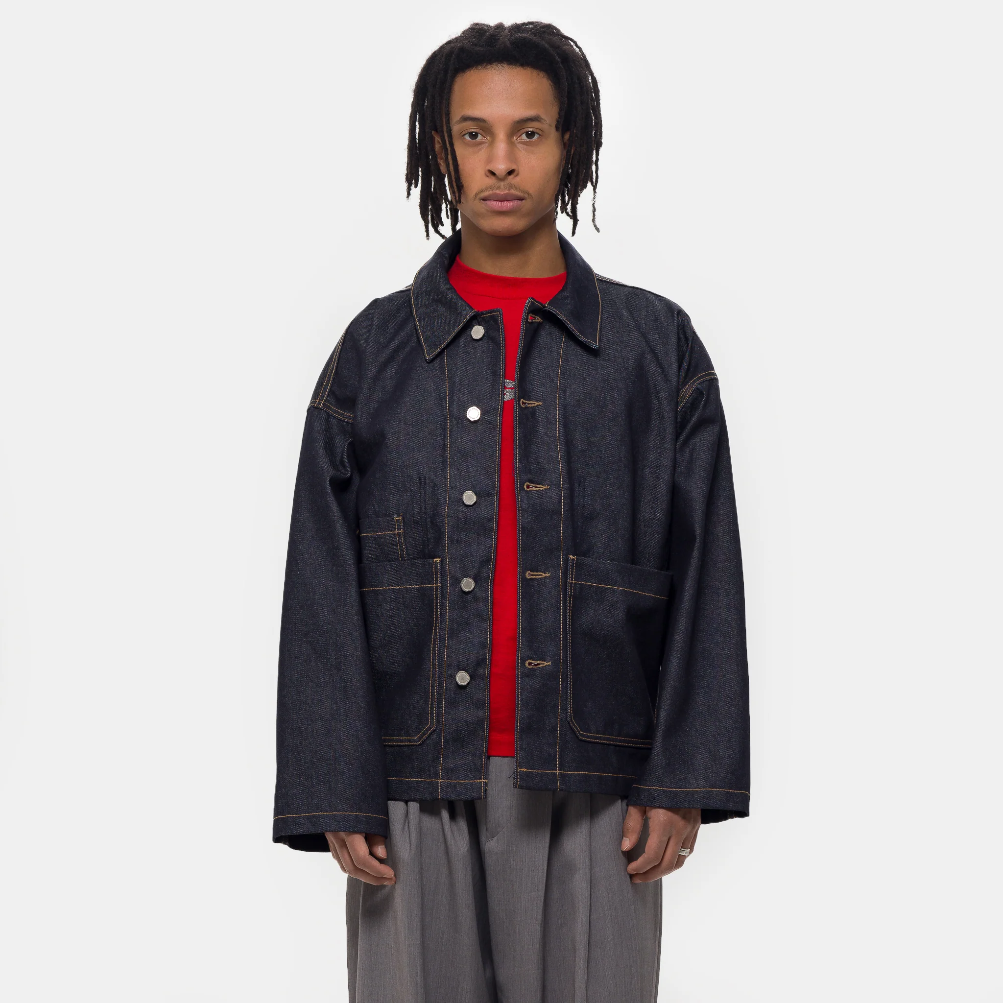 Raw-Denim Chore Jacket in Indigo