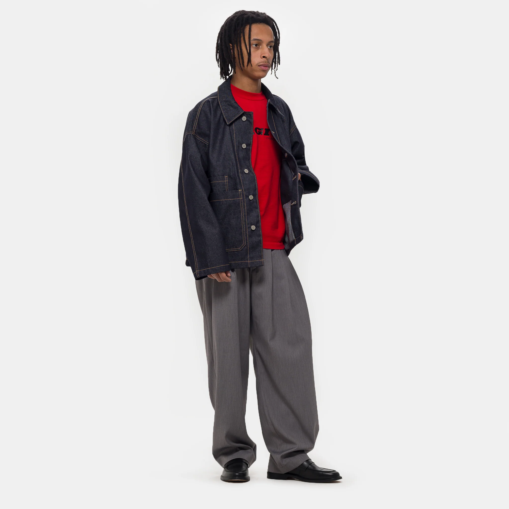 Raw-Denim Chore Jacket in Indigo - Image 2