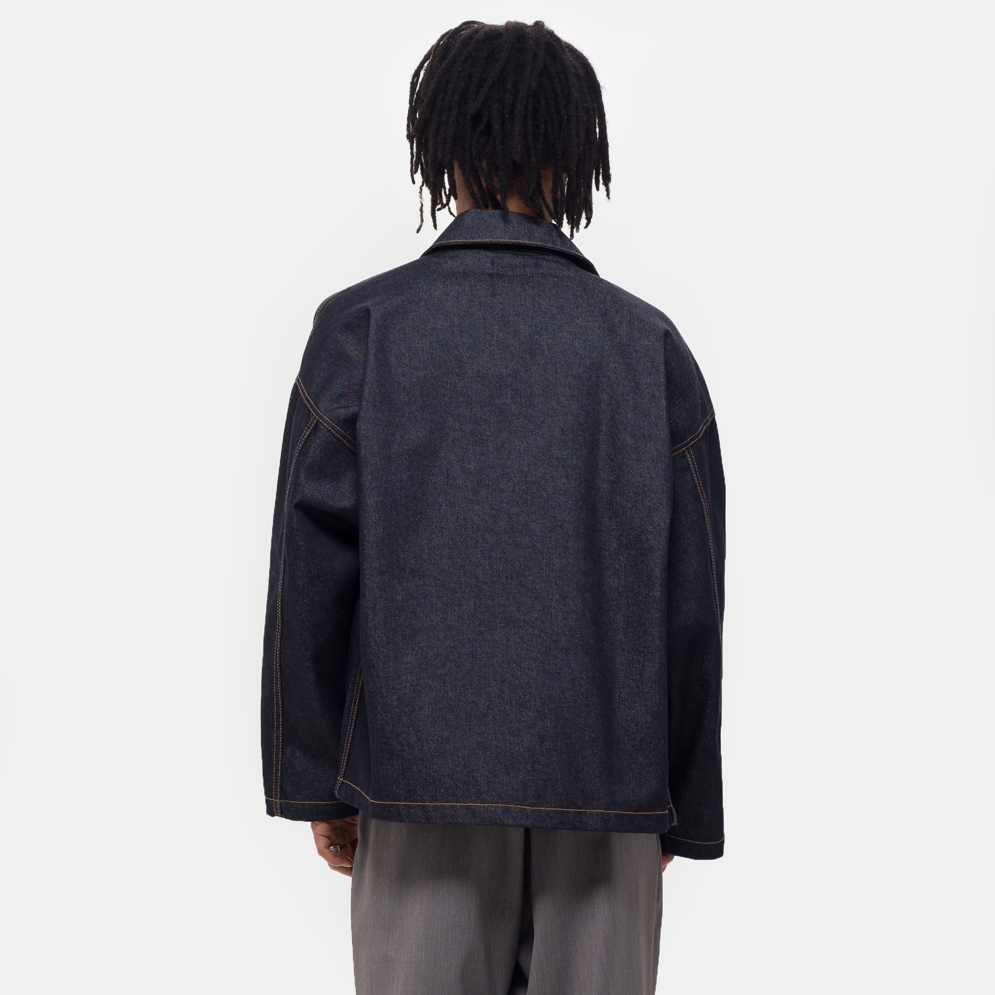 Raw-Denim Chore Jacket in Indigo - Image 3
