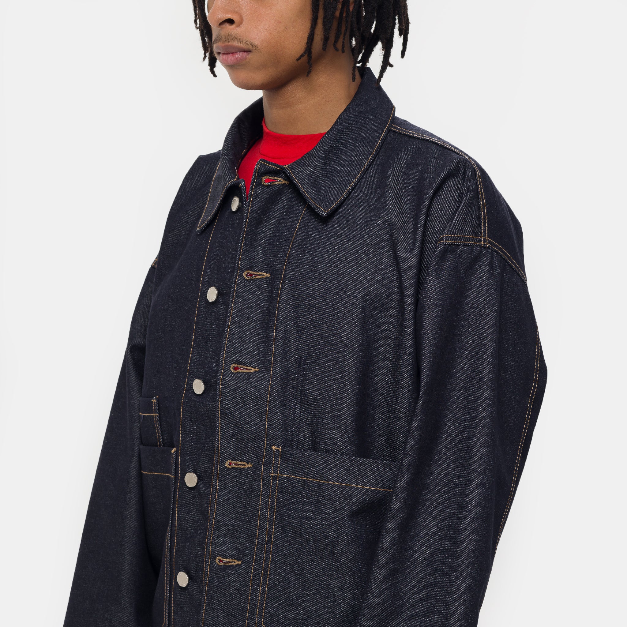 Raw-Denim Chore Jacket in Indigo - Image 4