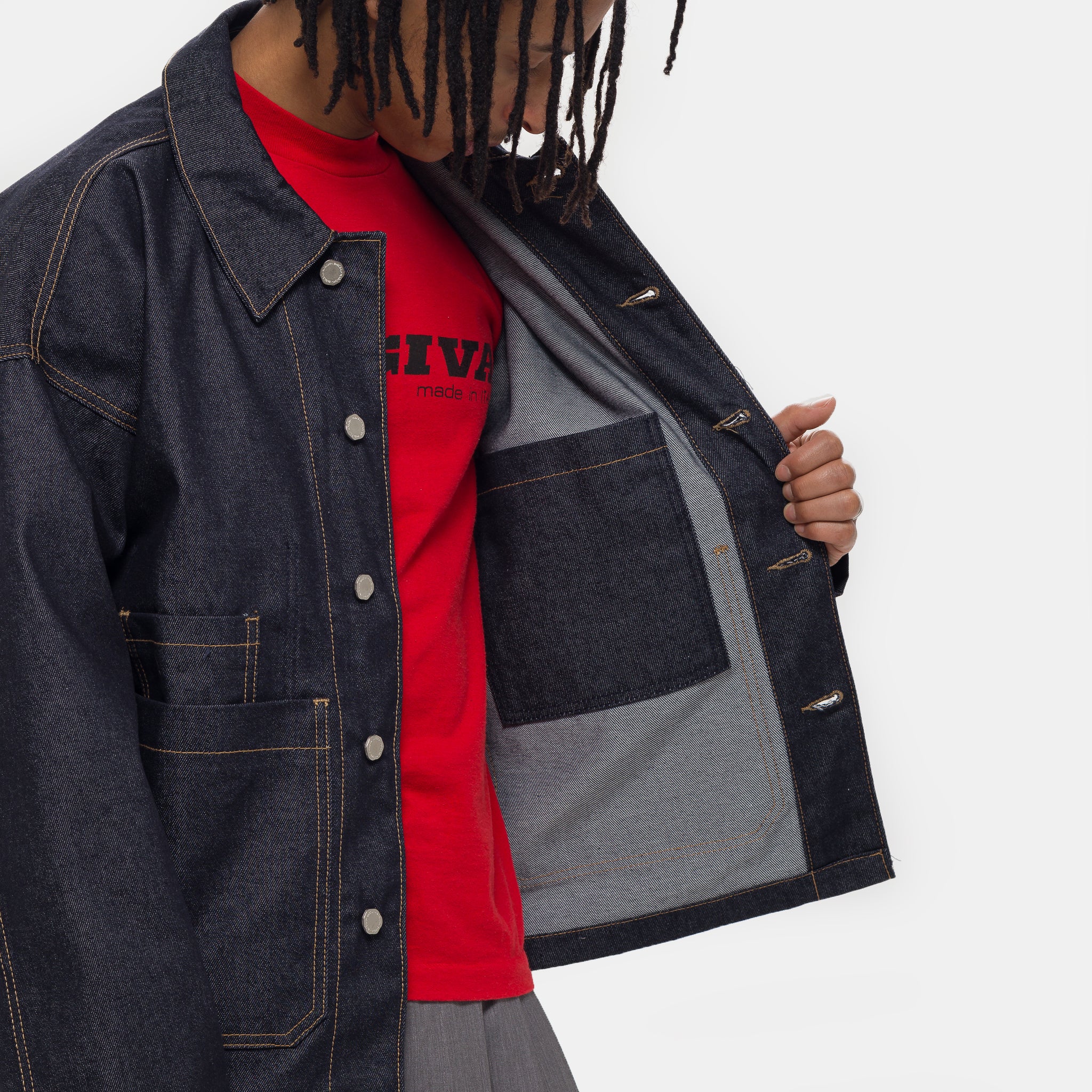 Raw-Denim Chore Jacket in Indigo - Image 5
